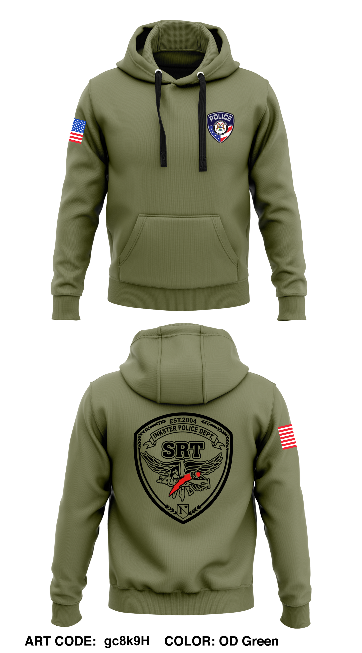 Inkster Police SRT Core Men's Hooded Performance Sweatshirt - gc8k9H