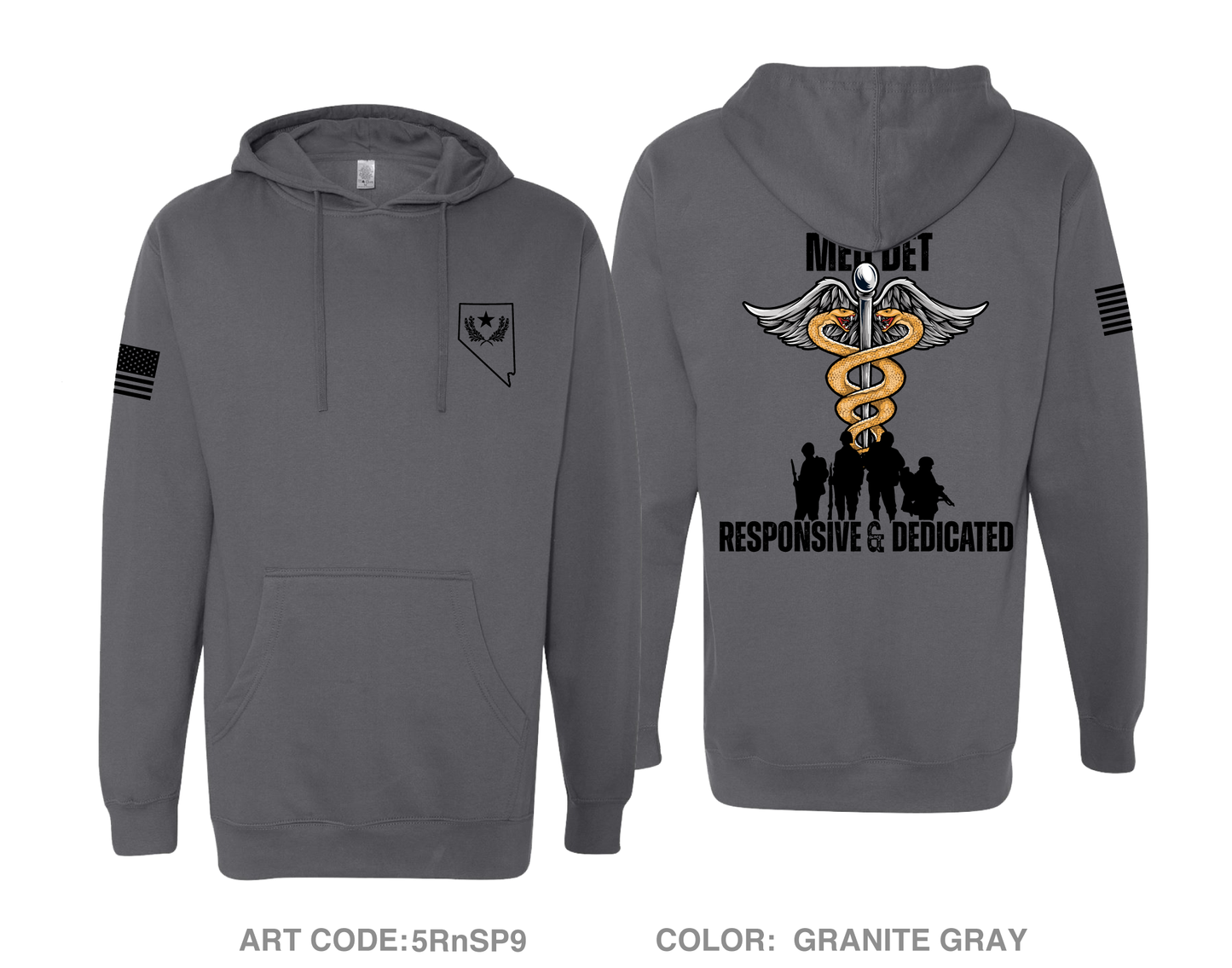 Nevada Army National Guard Medical Detachment Fundraising Collection Comfort Unisex Hooded Sweatshirt - 5RnSP9