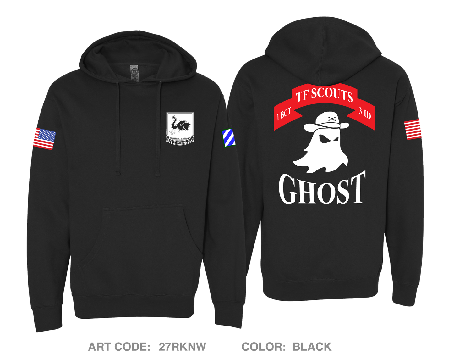 Ghost Platoon, 1st Battalion, 64th Armor Regiment, Task Force Scouts, 3rd Infantry Division Comfort Unisex Hooded Sweatshirt - 27RKNW