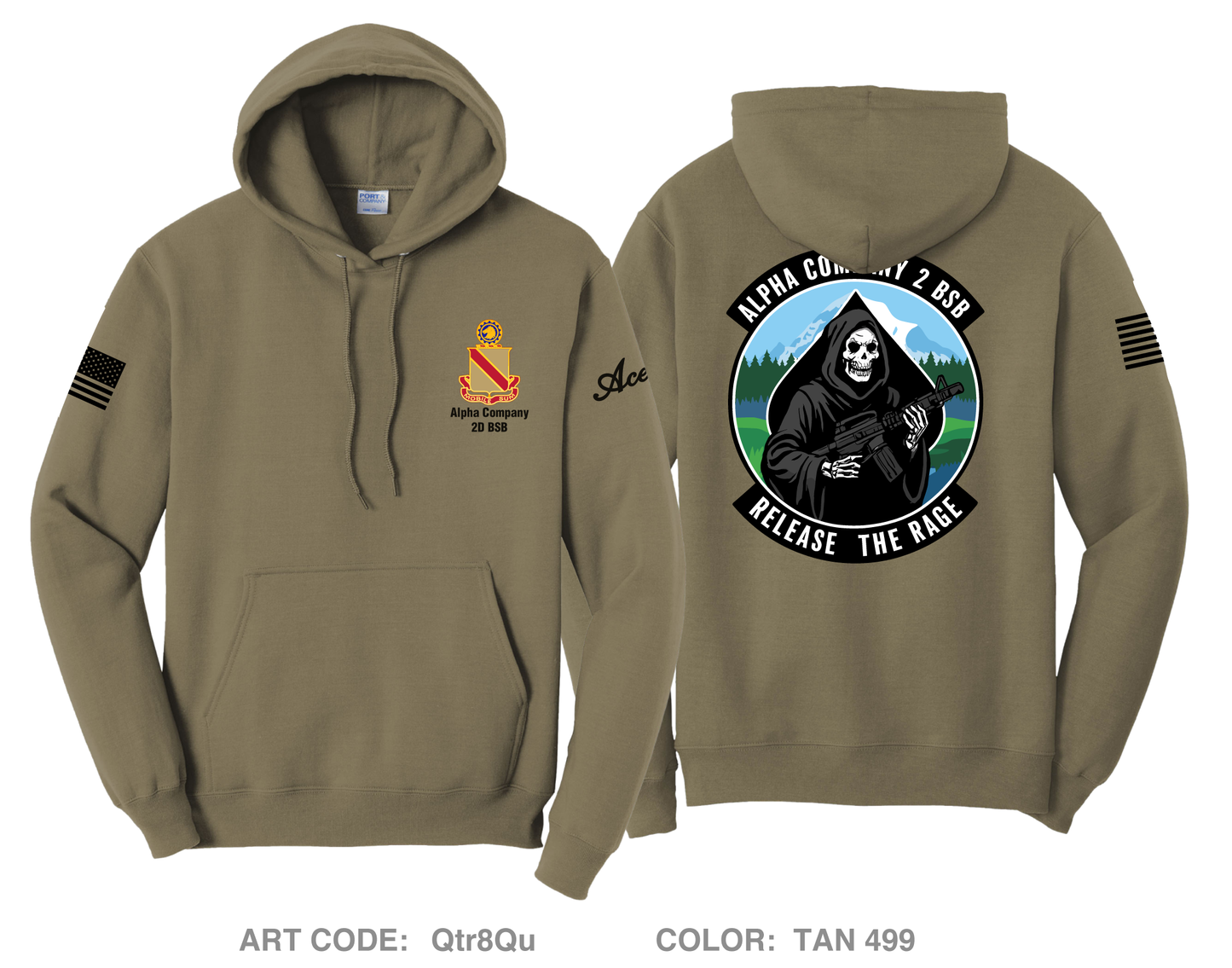 Alpha Company, 2D BSB Comfort Unisex Hooded Sweatshirt - Qtr8Qu