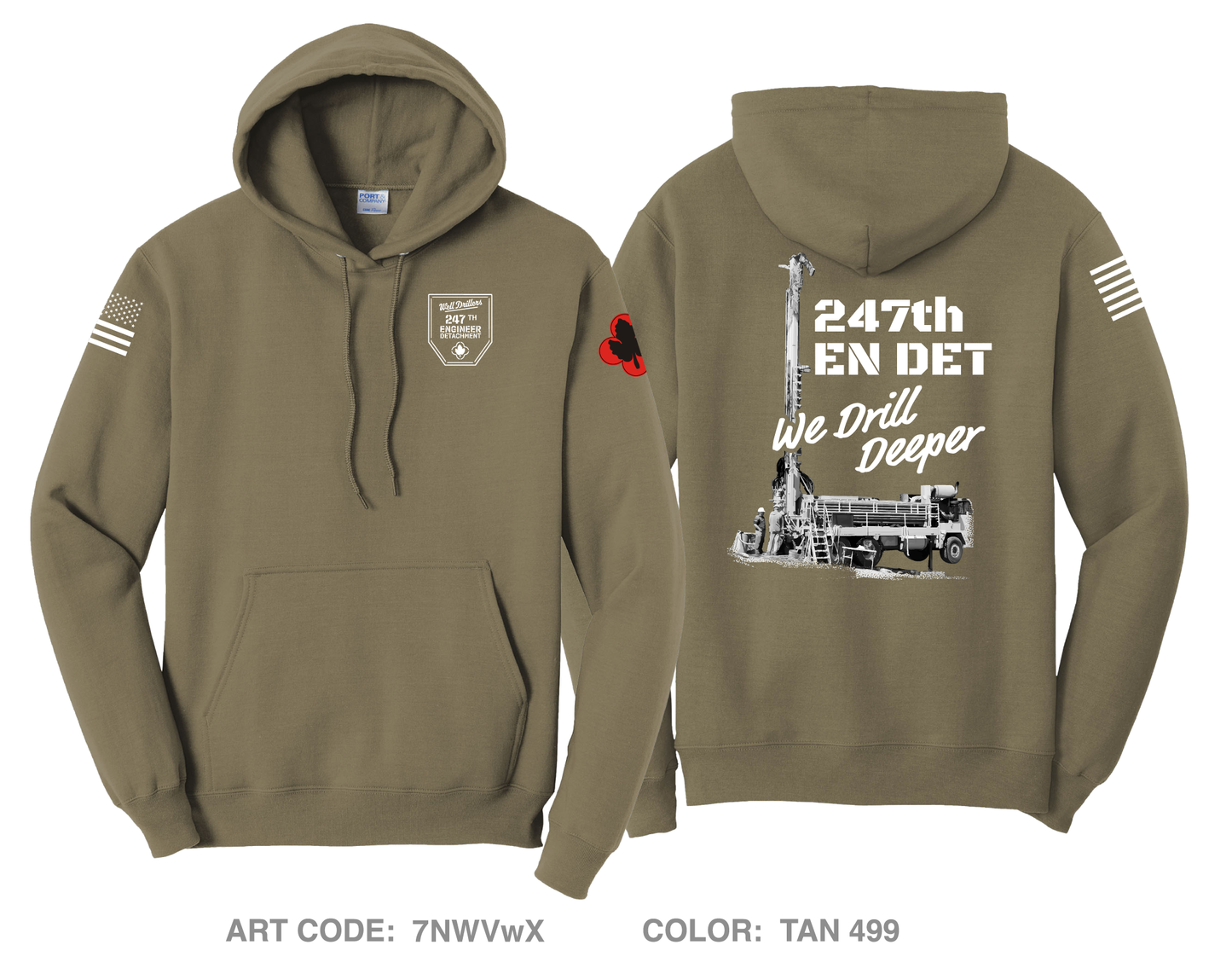 247th EN DET WD Fundraising Collection Comfort Unisex Hooded Sweatshirt - 7NWVwX