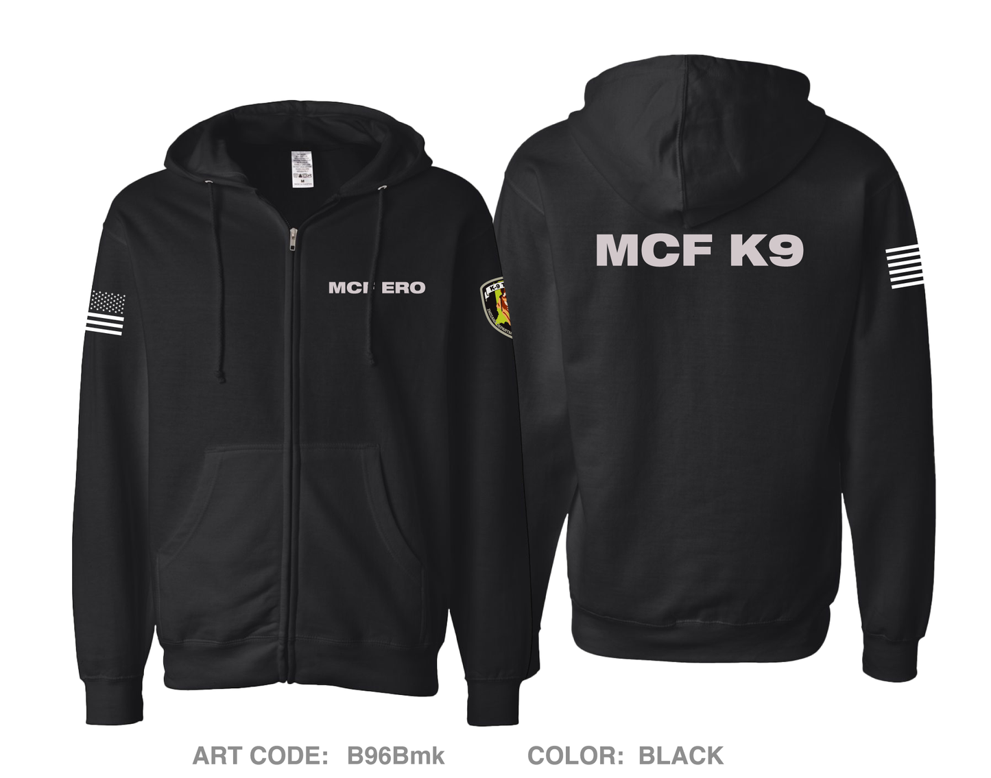 MCF K9 Comfort Unisex Cotton Blend Full-Zip Hooded Sweatshirt - B96Bmk