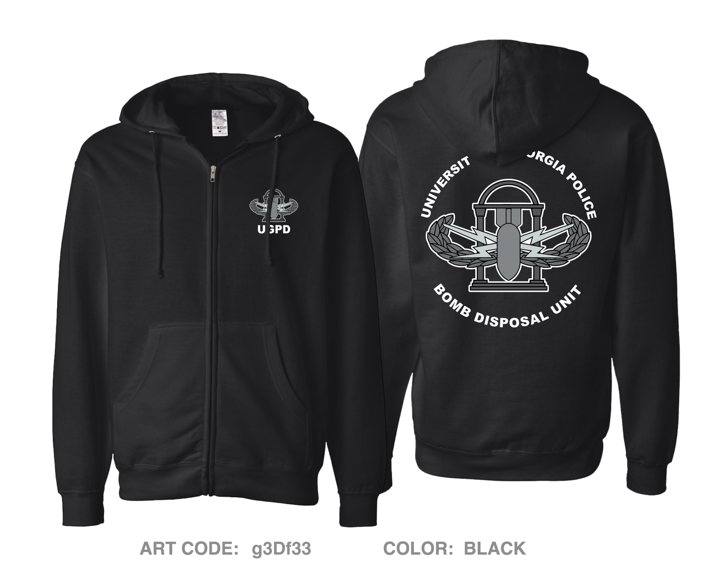 University of Georgia Bomb Disposal Unit Comfort Unisex Cotton Blend Full-Zip Hooded Sweatshirt - g3Df33