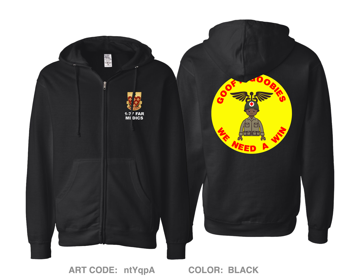 41st FAB, 1-77 FAR, HHB Medical Platoon Comfort Unisex Cotton Blend Full-Zip Hooded Sweatshirt - ntYqpA