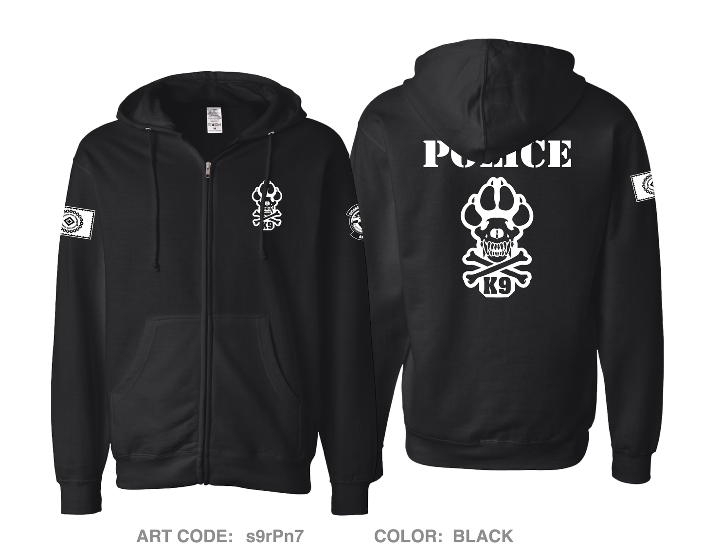 RST-LES K-9 Unit Comfort Unisex Cotton Blend Full-Zip Hooded Sweatshirt - s9rPn7