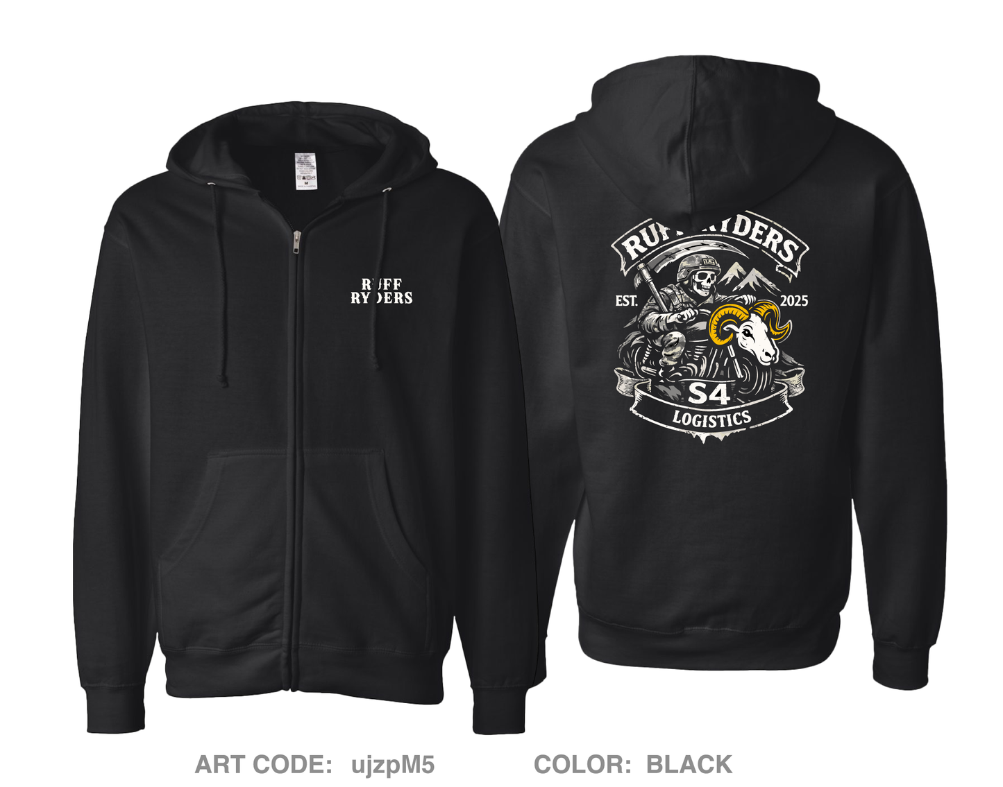 650 RSG S4 Ruff Ryders Comfort Unisex Cotton Blend Full-Zip Hooded Sweatshirt - ujzpM5