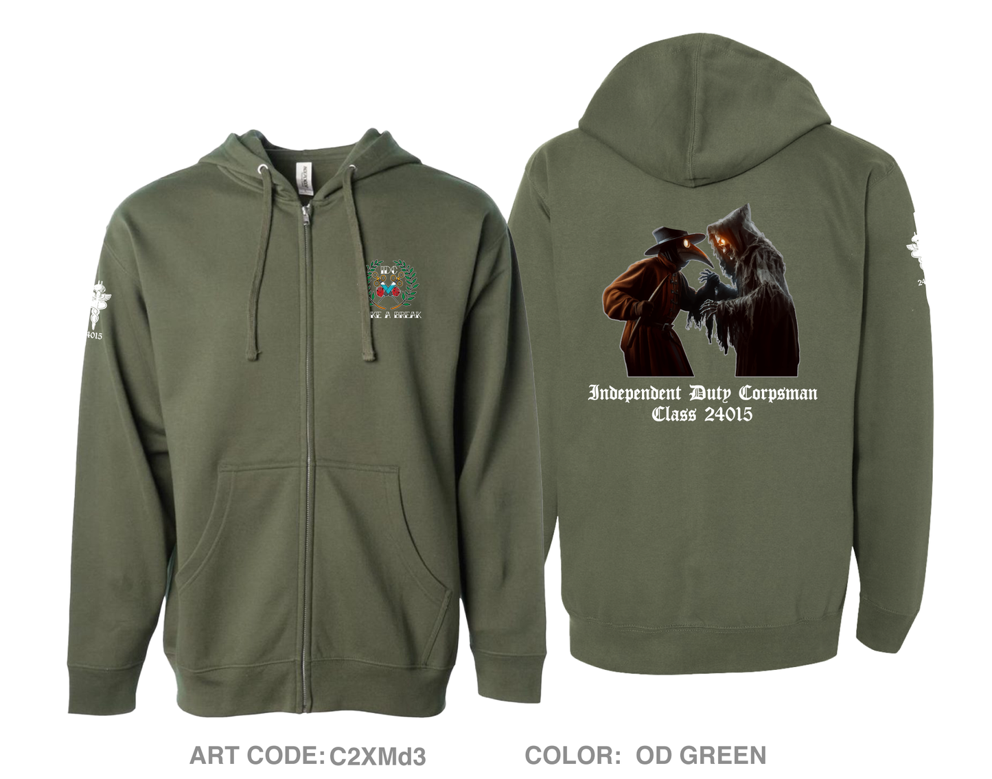 Surface Warfare Medical Institute Fundraising Collection Comfort Unisex Cotton Blend Full-Zip Hooded Sweatshirt - C2XMd3