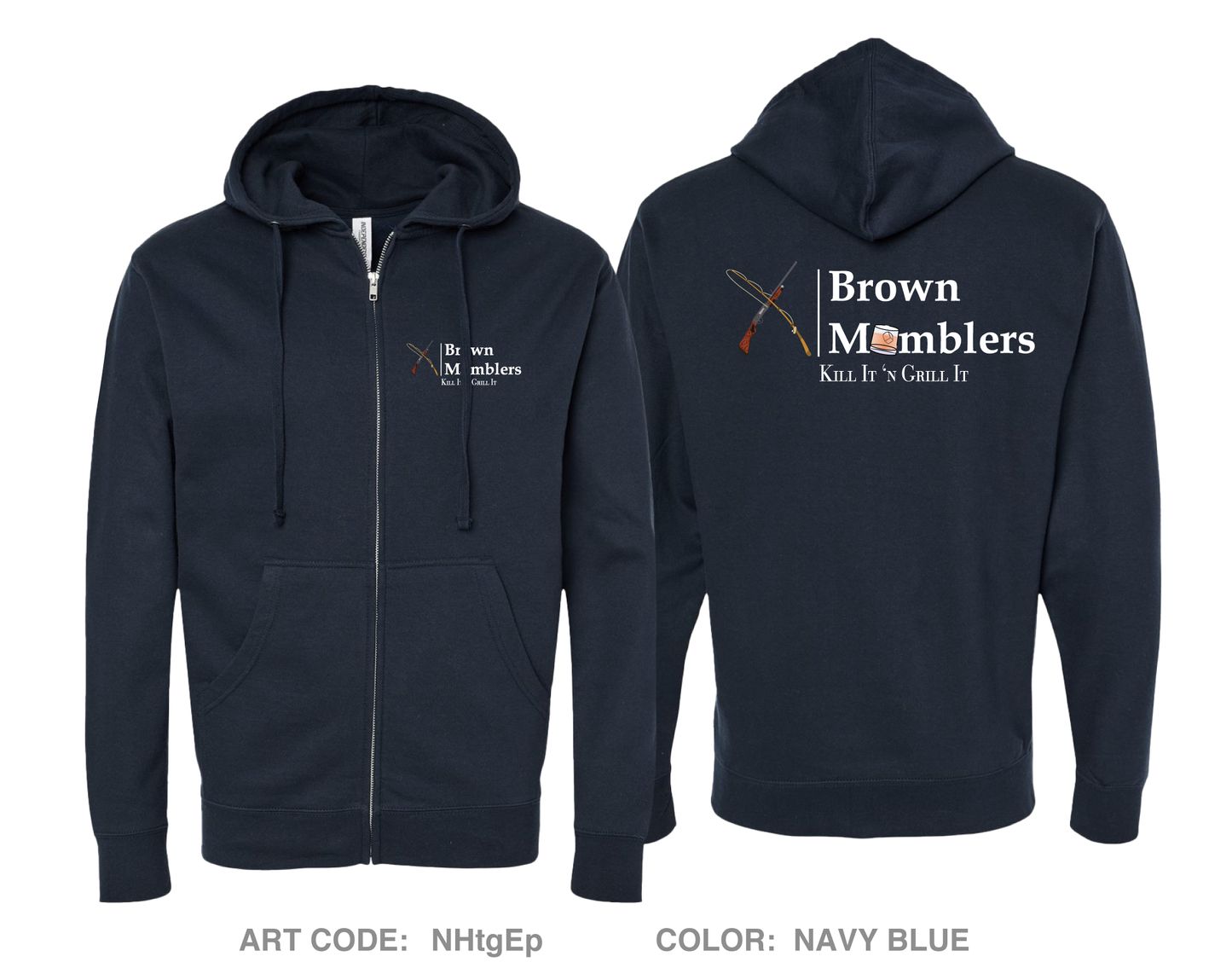 Brown Mumblers Comfort Unisex Cotton Blend Full-Zip Hooded Sweatshirt - NHtgEp