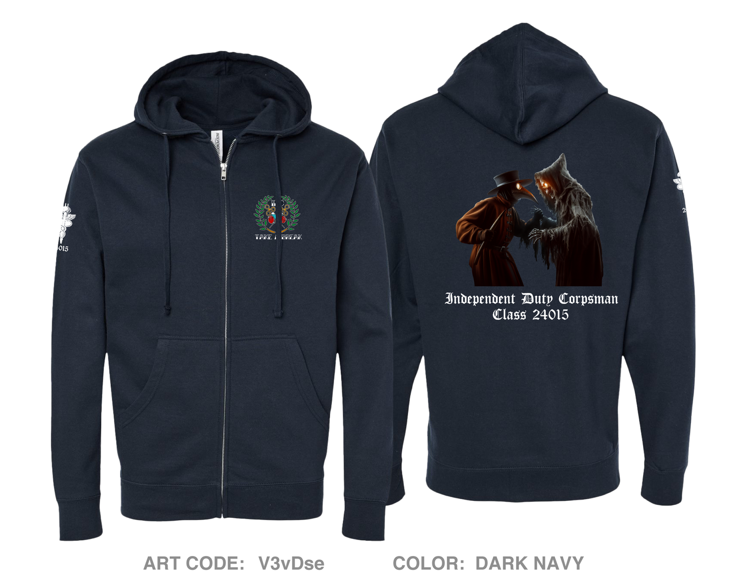 Surface Warfare Medical Institute Fundraising Collection Comfort Unisex Cotton Blend Full-Zip Hooded Sweatshirt - V3vDse