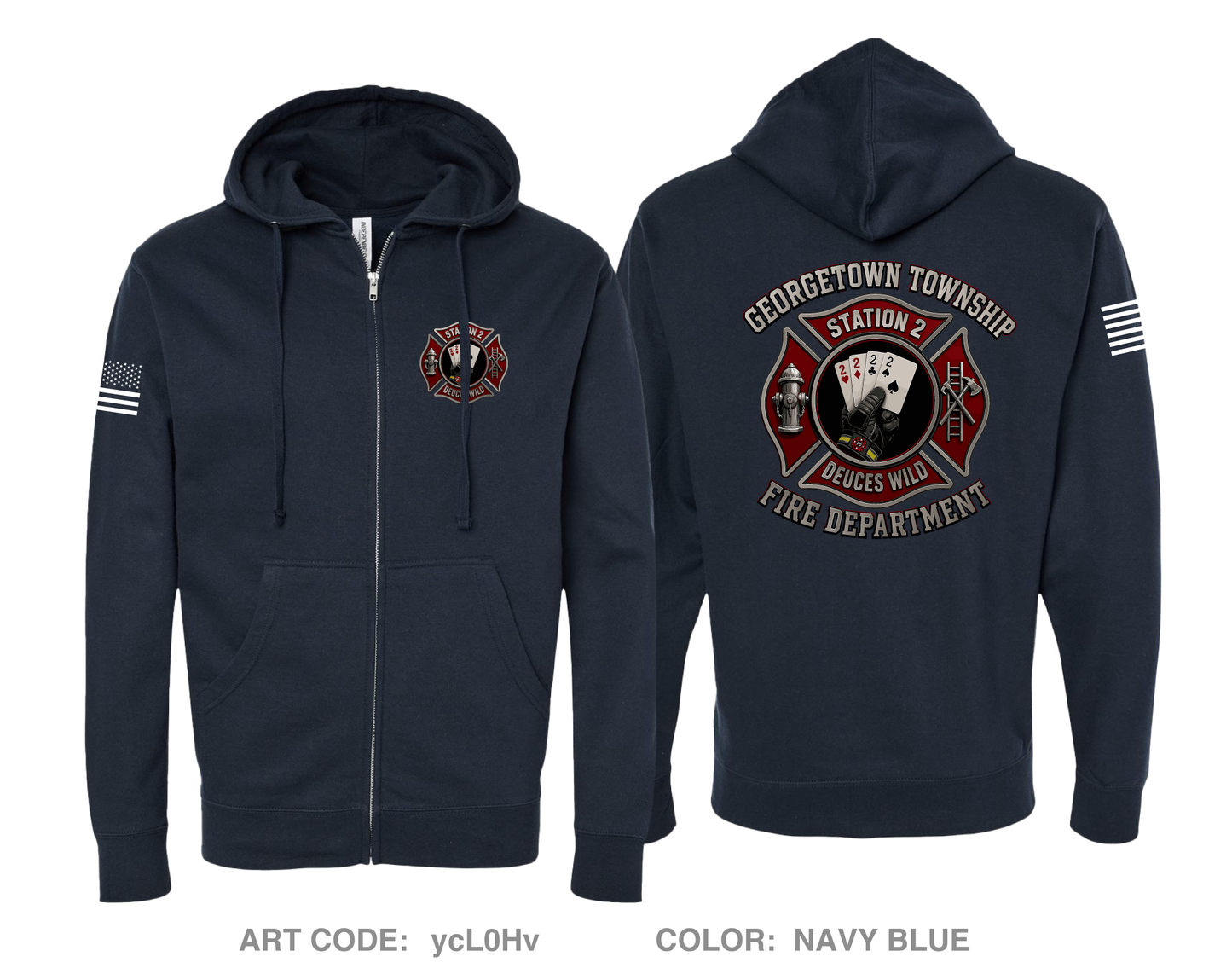GTFD Station 2 Fundraising Collection Comfort Unisex Cotton Blend Full-Zip Hooded Sweatshirt - ycL0Hv