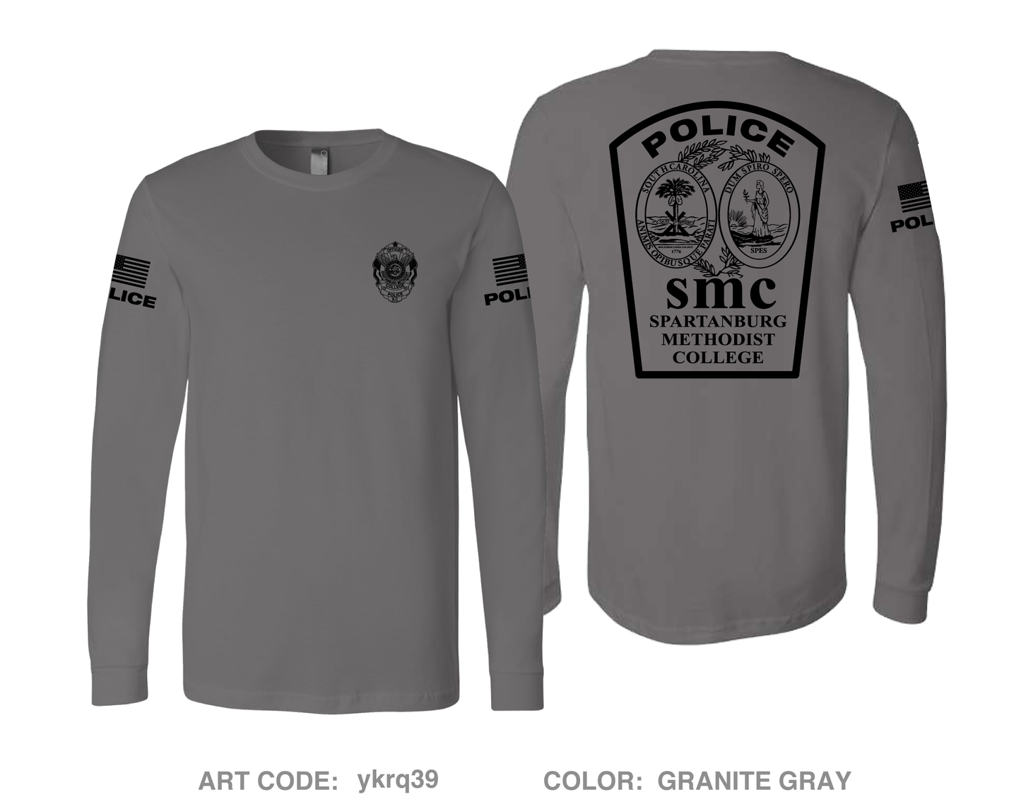 Spartanburg Methodist College Police Comfort Unisex Cotton LS Tee - ykrq39