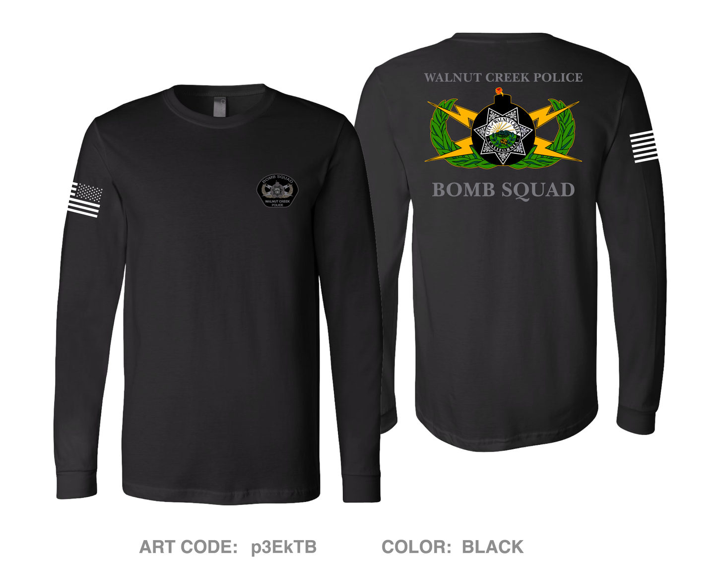 Walnut Creek Police Bomb Squad Comfort Unisex Cotton LS Tee - p3EkTB