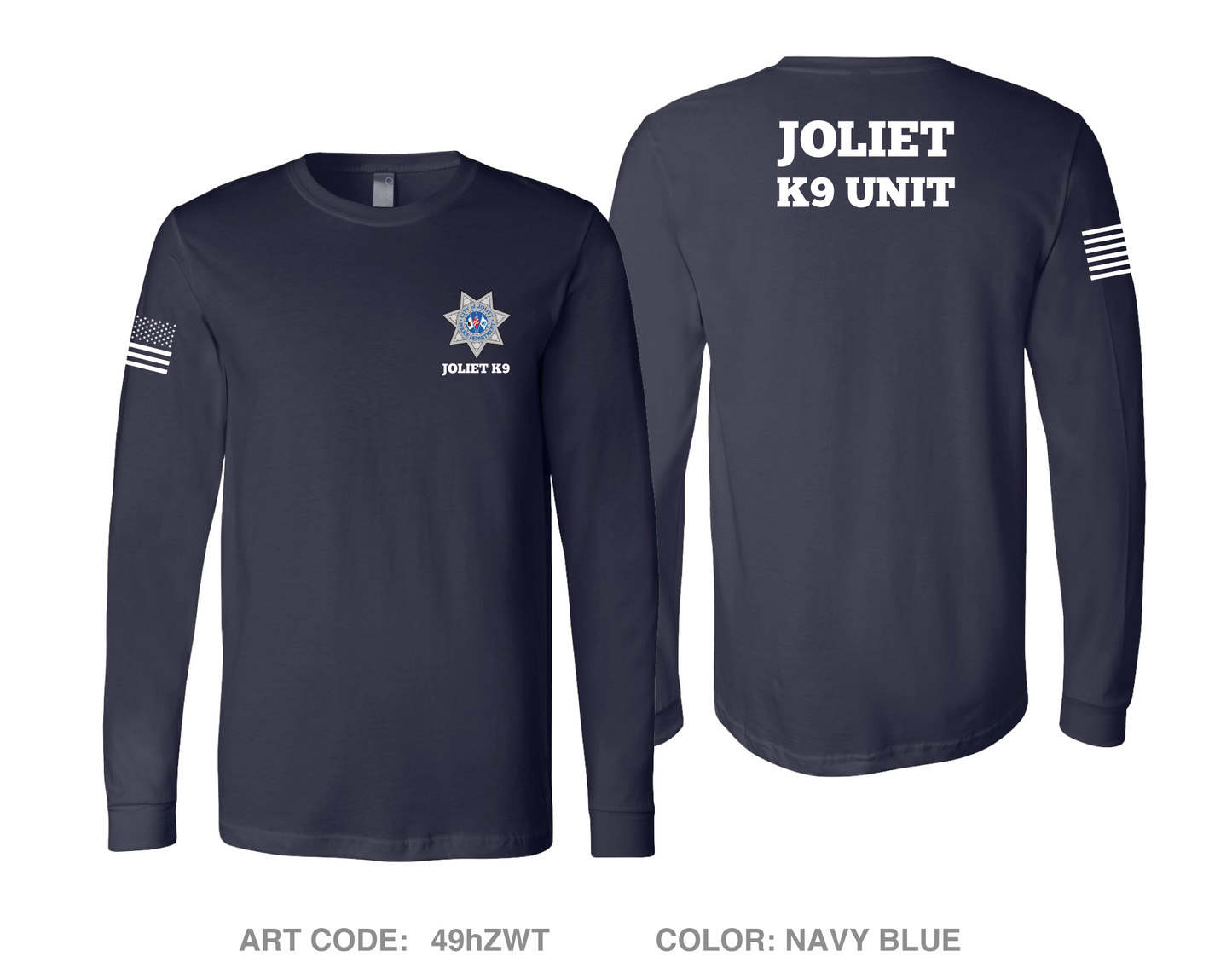 Joliet Police K9 Unit Comfort Unisex Cotton LS Tee - 49hZWT