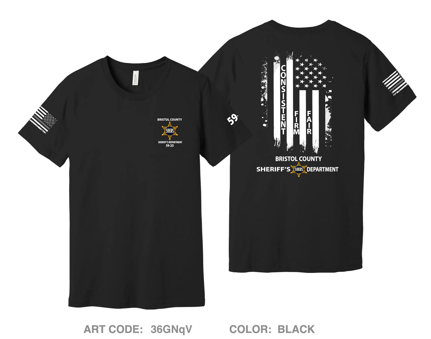 Bristol County Sheriff's Office Comfort Unisex Cotton SS Tee - 36GNqV