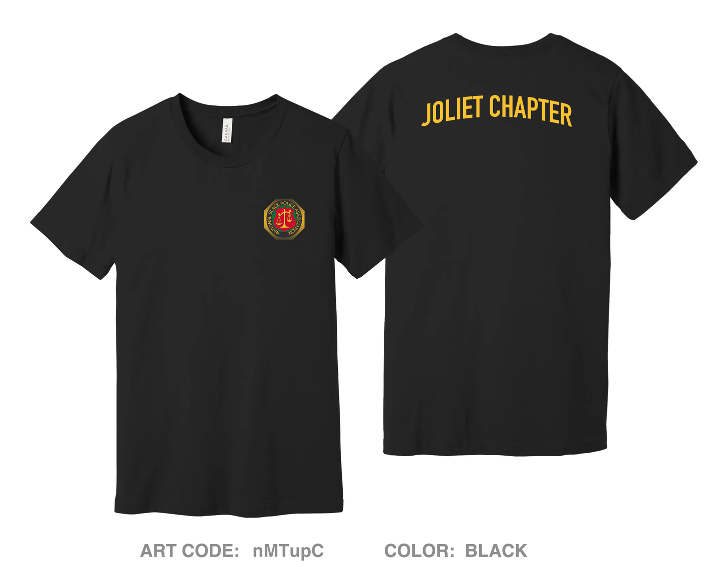 Joliet Black Police Officers Association Comfort Unisex Cotton SS Tee - nMTupC