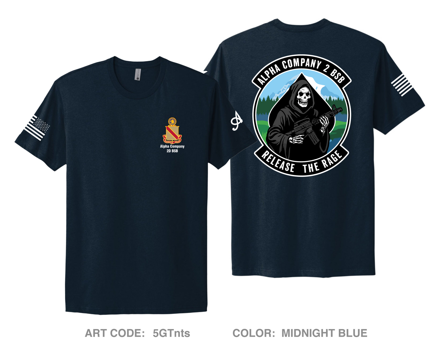 Alpha Company, 2D BSB Comfort Unisex Cotton SS Tee - 5GTnts