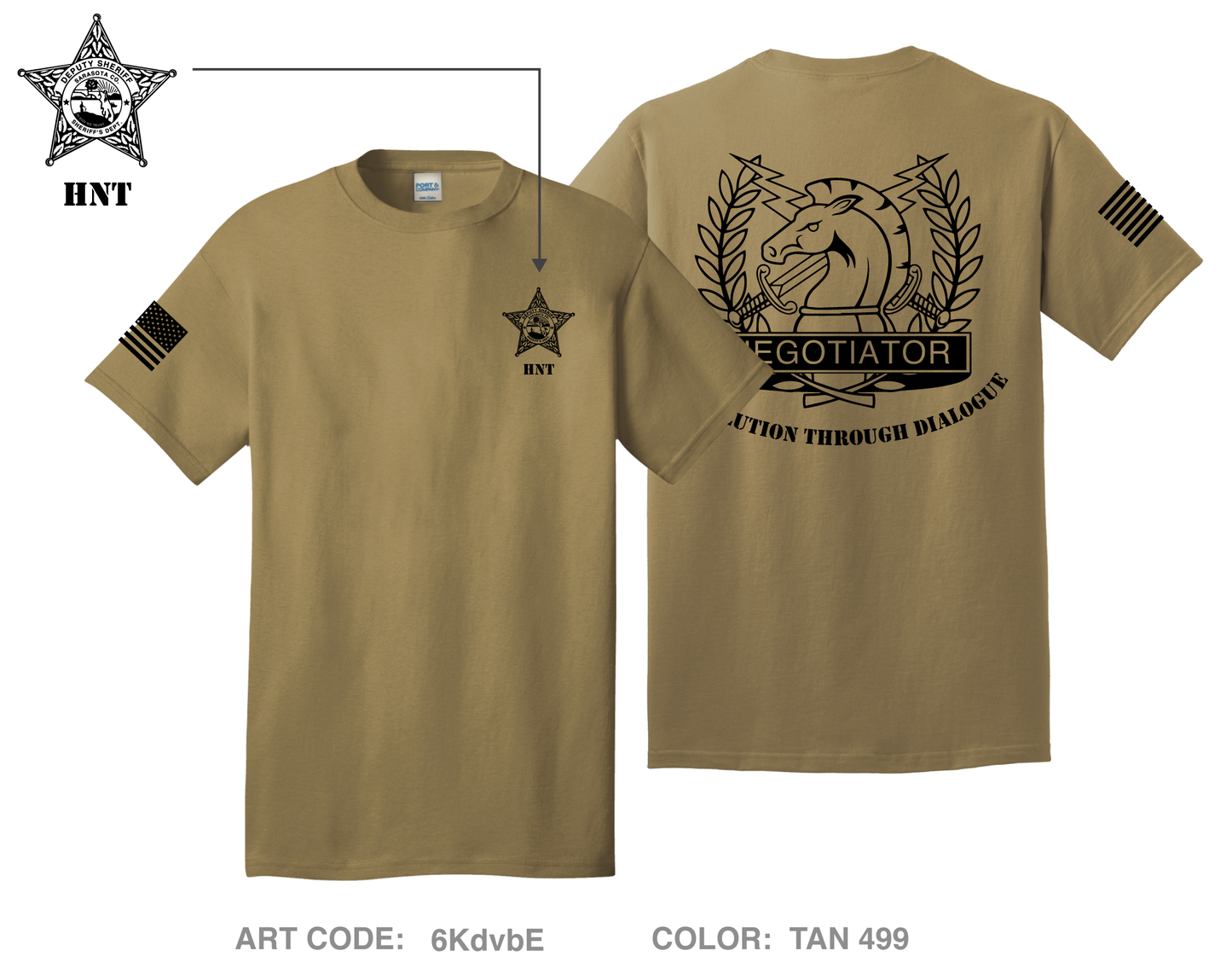 Sarasota County Sheriff's Office Hostage Negotiation Team "HNT" Comfort Unisex Cotton SS Tee - 6KdvbE