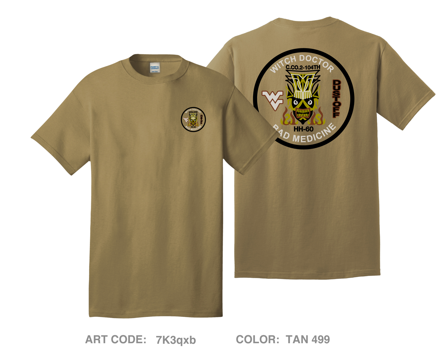 C Co 2-104th Dustoff Comfort Unisex Cotton SS Tee - 7K3qxb