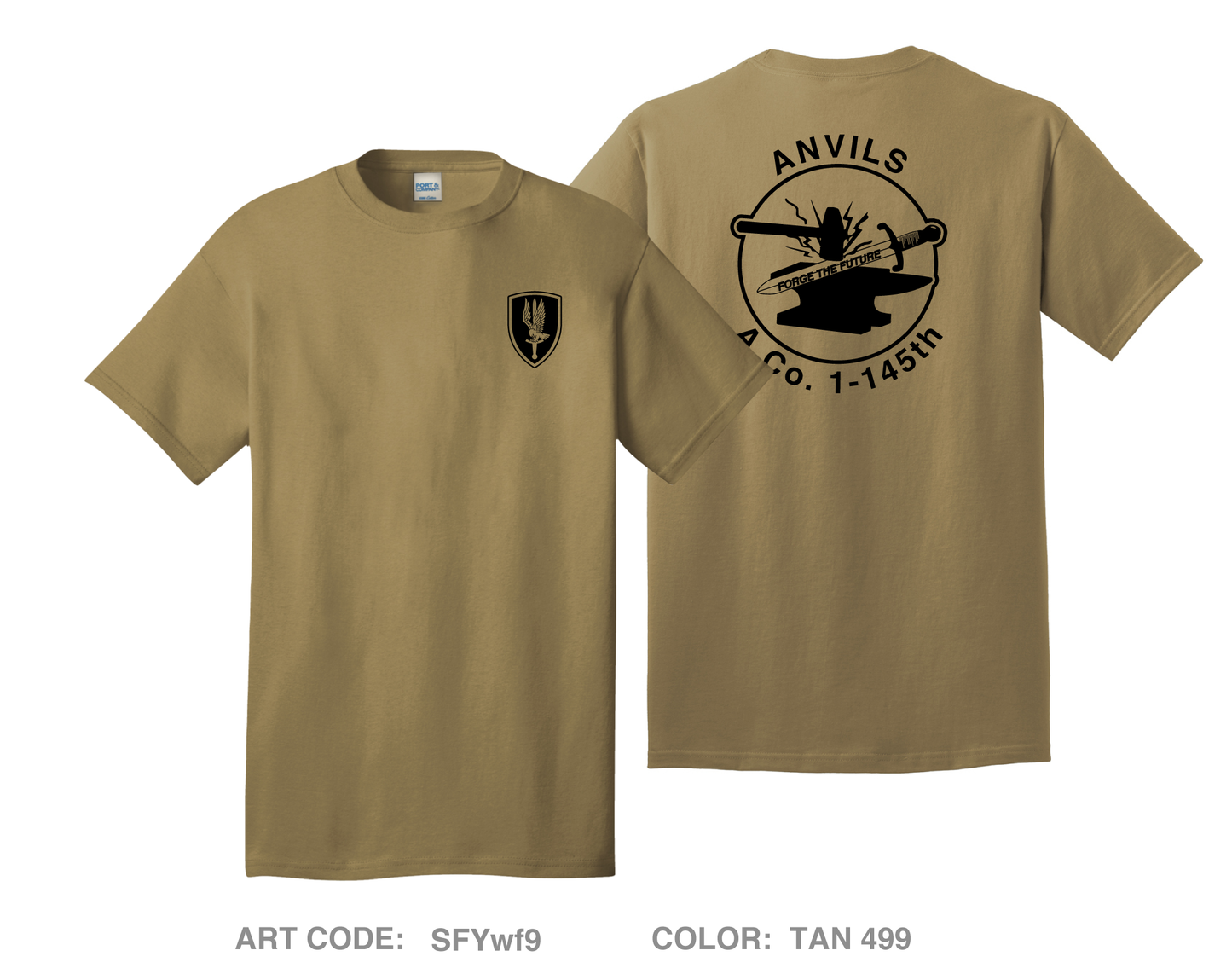 A CO. "Anvils", 1-145th Comfort Unisex Cotton SS Tee - SFYwf9