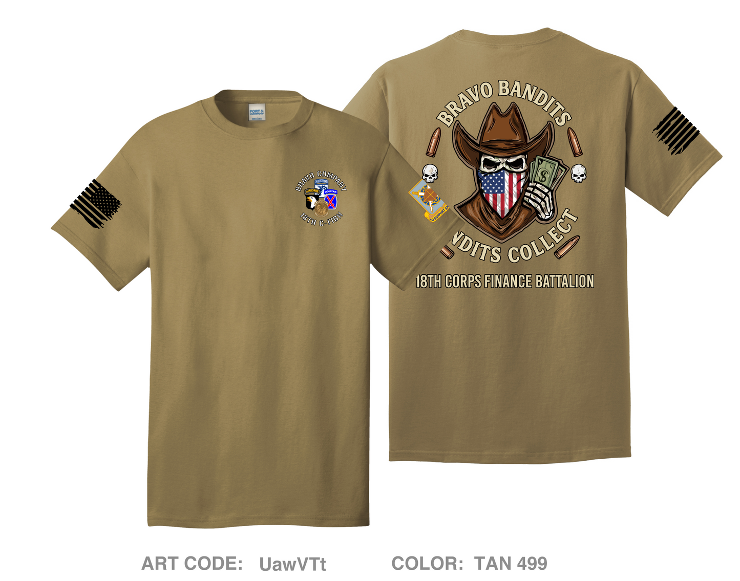 Bravo Company, 18th Corps Finance Battalion Fundraising Collection Comfort Unisex Cotton SS Tee - UawVTt