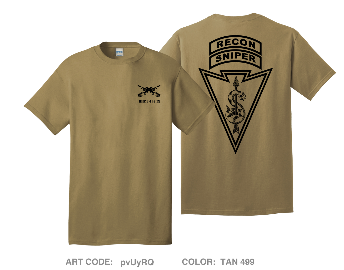 Recon Sniper Platoon HHC 2-162 IN Comfort Unisex Cotton SS Tee - pvUyRQ