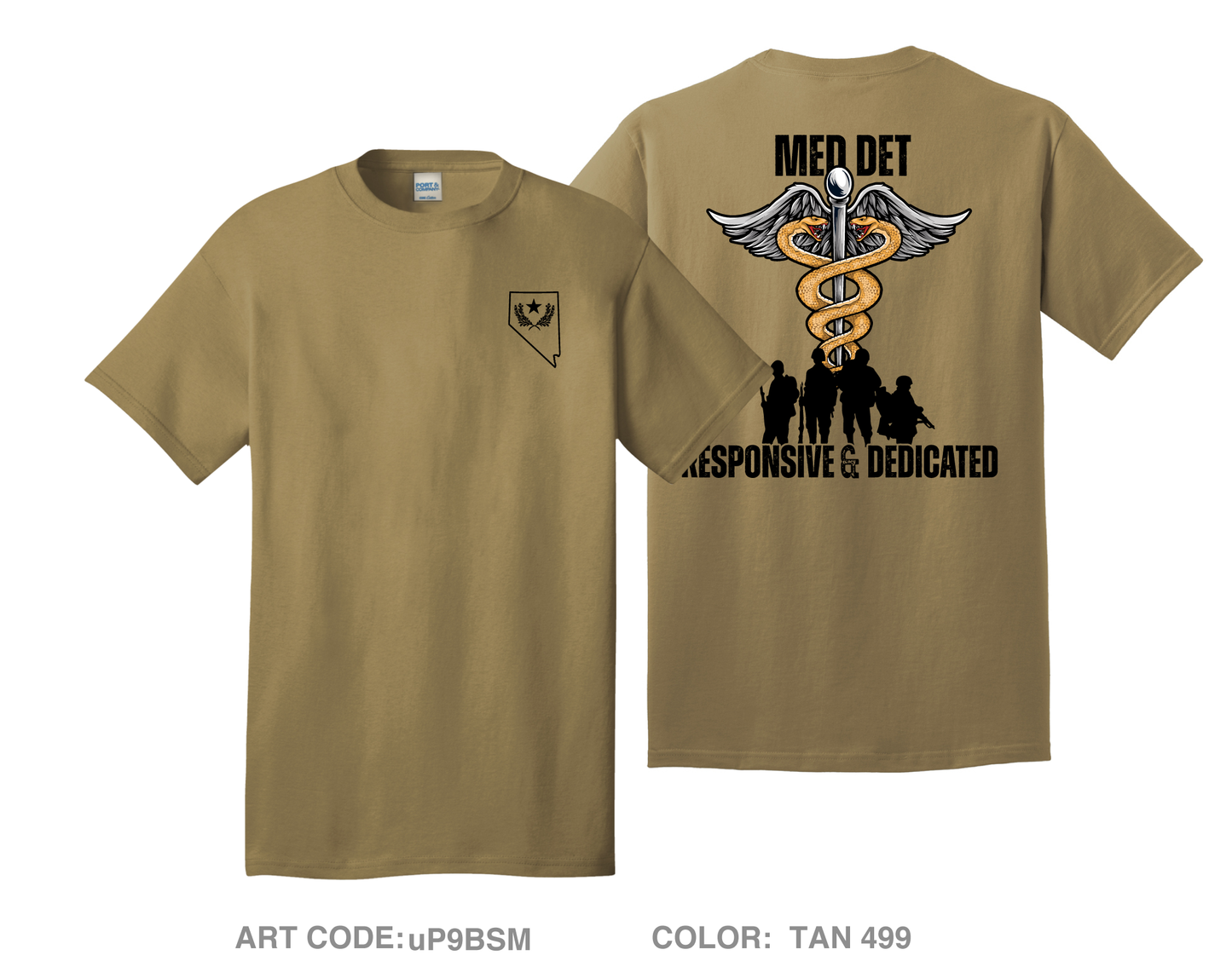 Nevada Army National Guard Medical Detachment Fundraising Collection Comfort Unisex Cotton SS Tee - uP9BSM