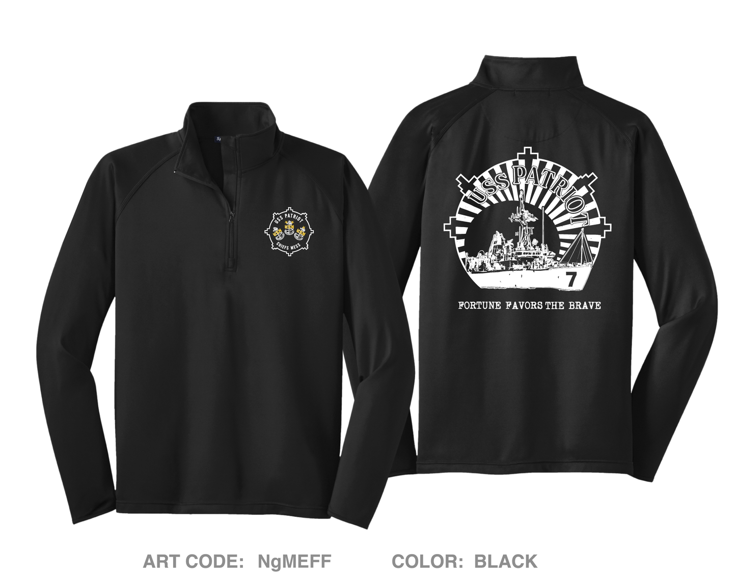 USS Patriot CPO Mess Hi-Tech Performance Quarter-Zip Fleece Jacket - NgMEFF