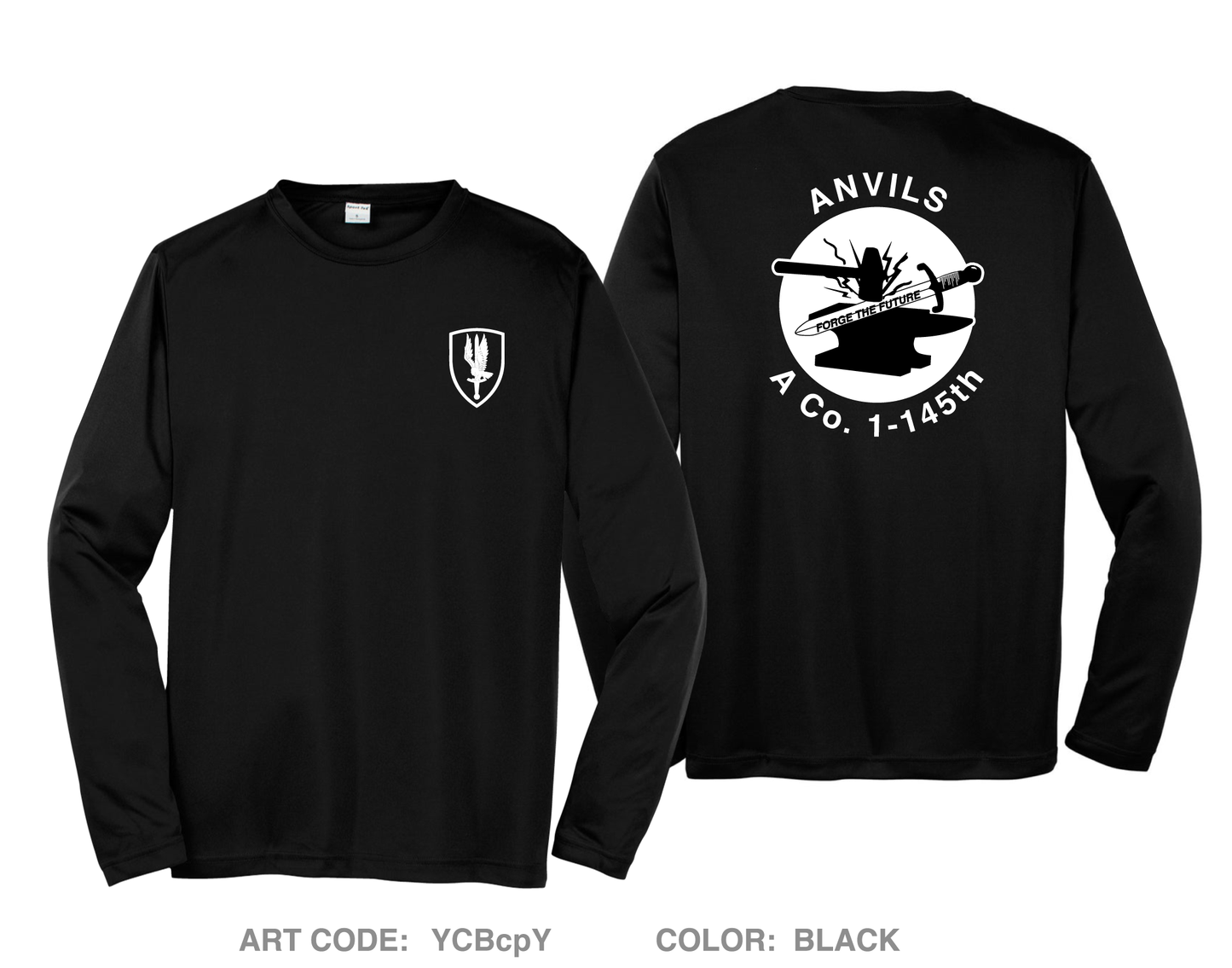A CO. "Anvils", 1-145th Hi-Tech Performance Unisex LS Tee - YCBcpY