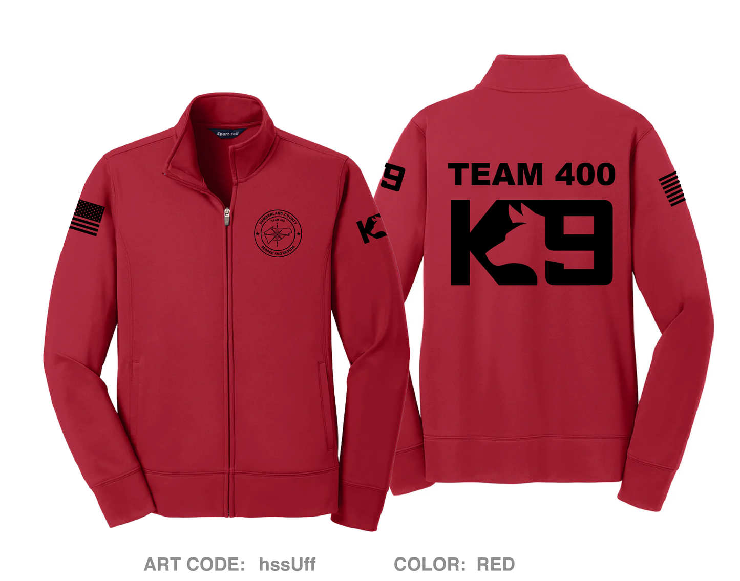 CUMBERLAND COUNTY SEARCH AND RESCUE Hi-Tech Performance Full-Zip Fleece Jacket - hssUff