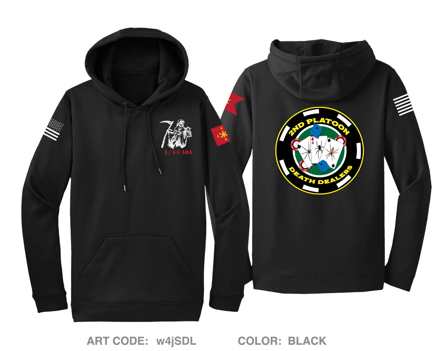 2nd Platoon Death Dealers A 5-5 Hi-Tech Performance Hoodie - w4jSDL