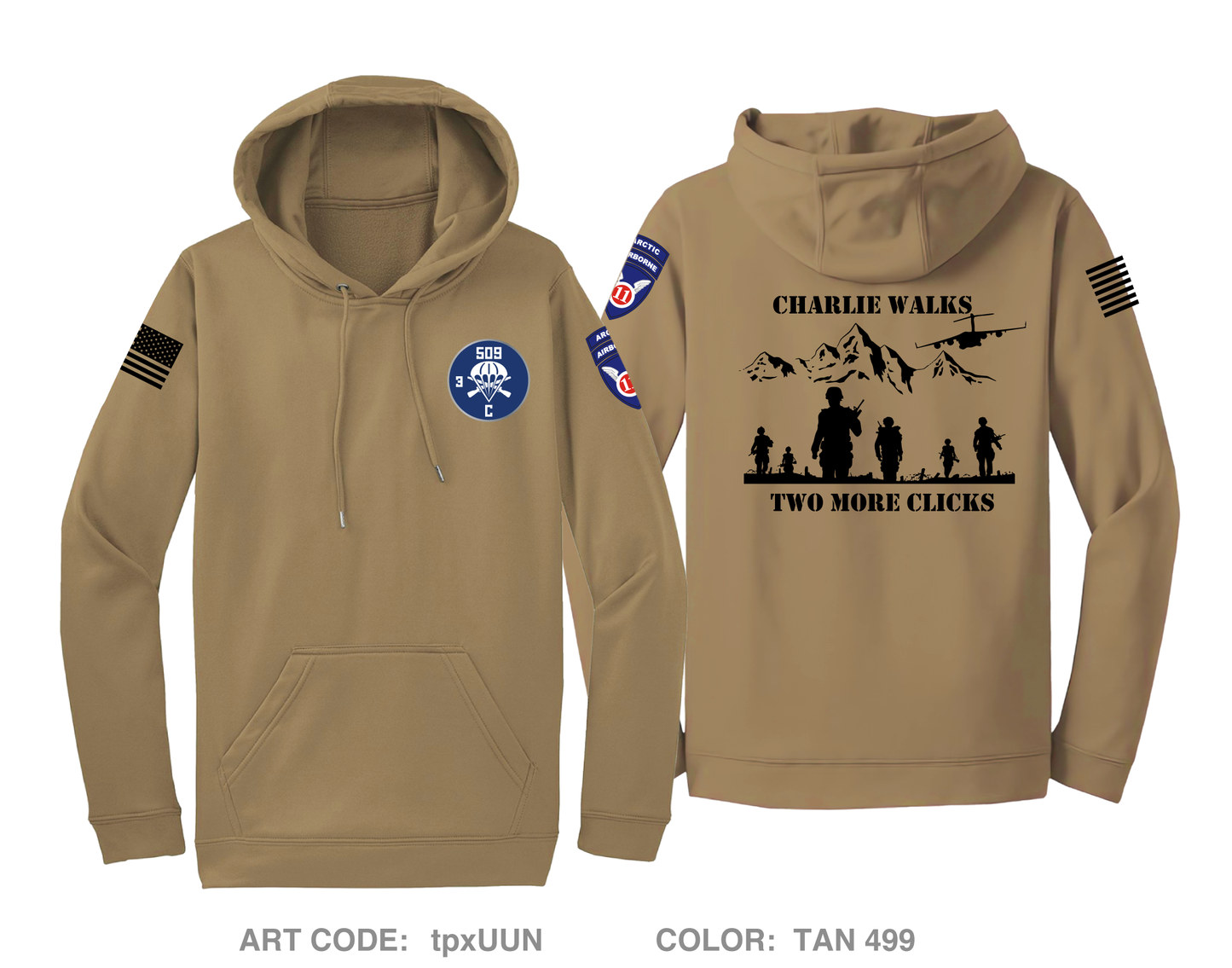 Charlie Company, 3-509th IN Hi-Tech Performance Hoodie - tpxUUN