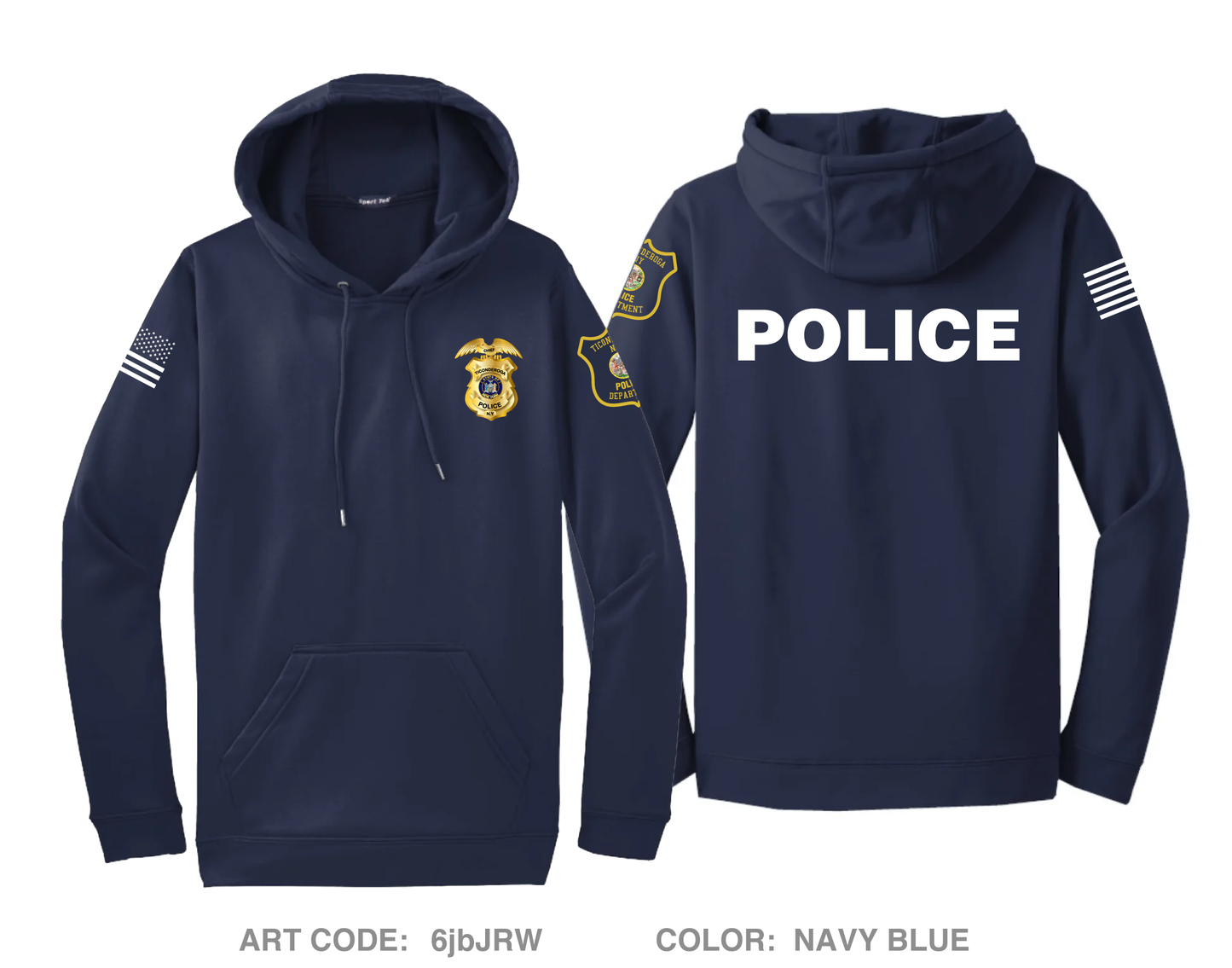 Ticonderoga Police Department Hi-Tech Performance Hoodie - 6jbJRW