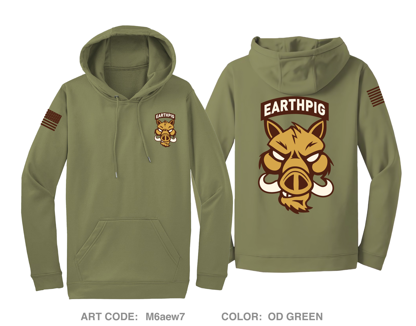 Apache Company 1-23 INF 2nd platoon Earth Pigs Hi-Tech Performance Hoodie - M6aew7