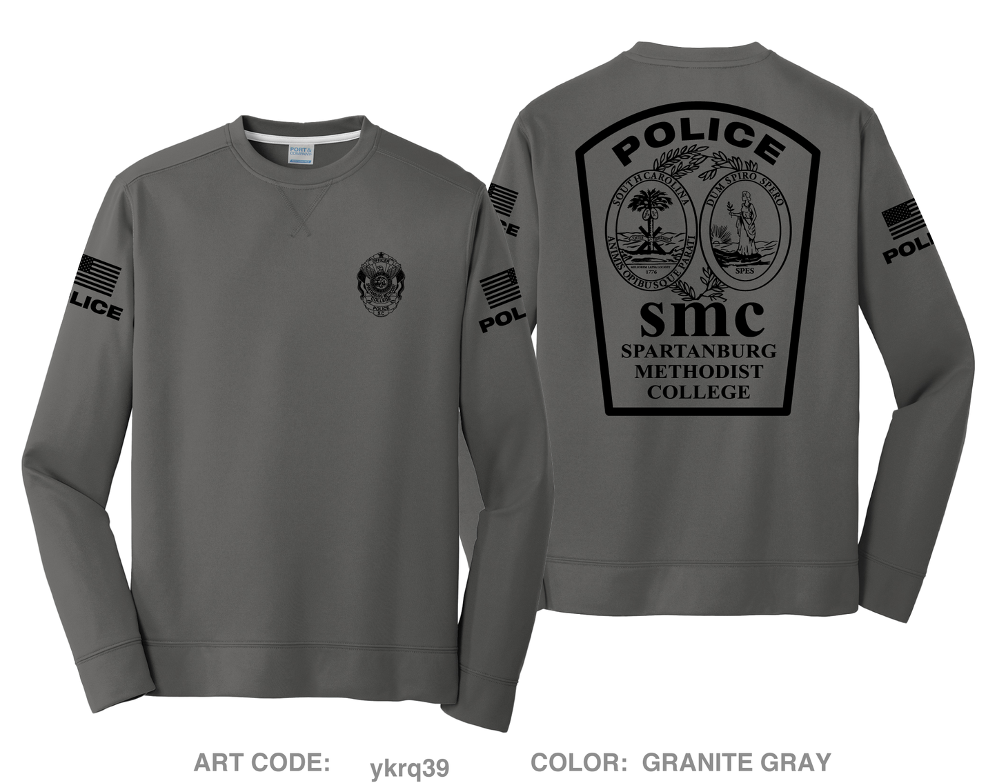 Spartanburg Methodist College Police HI-Tech Performance Crewneck Sweatshirt - ykrq39
