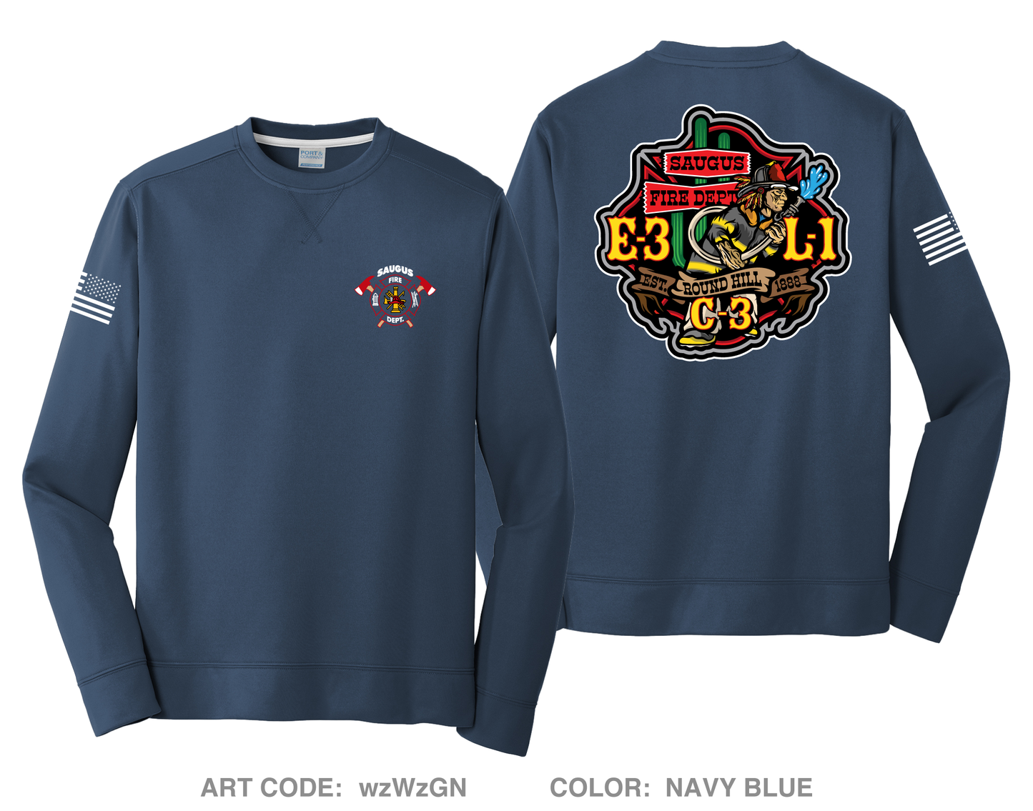 Saugus Fire Department Fundraising Collection HI-Tech Performance Crewneck Sweatshirt - wzWzGN