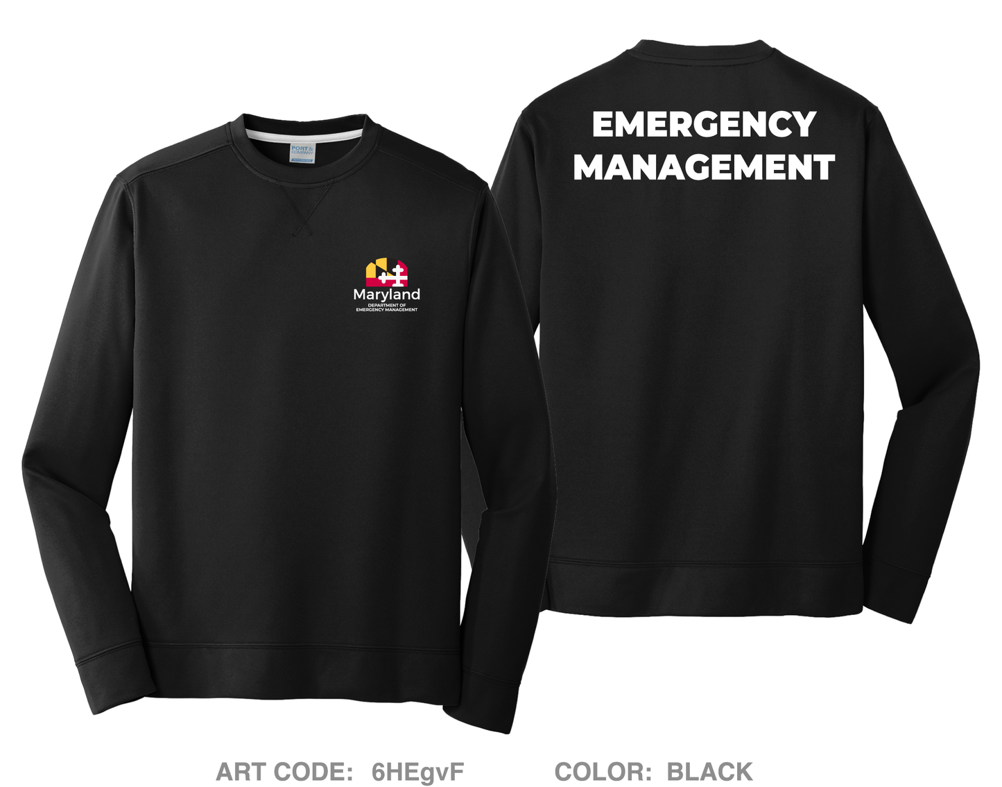 Maryland Department of Emergency Management HI-Tech Performance Crewneck Sweatshirt - 6HEgvF