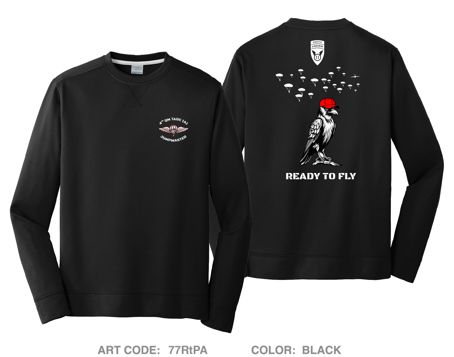 4th QM TADC (A) Jumpmaster Core Men's Crewneck Performance Sweatshirt - 77RtPA