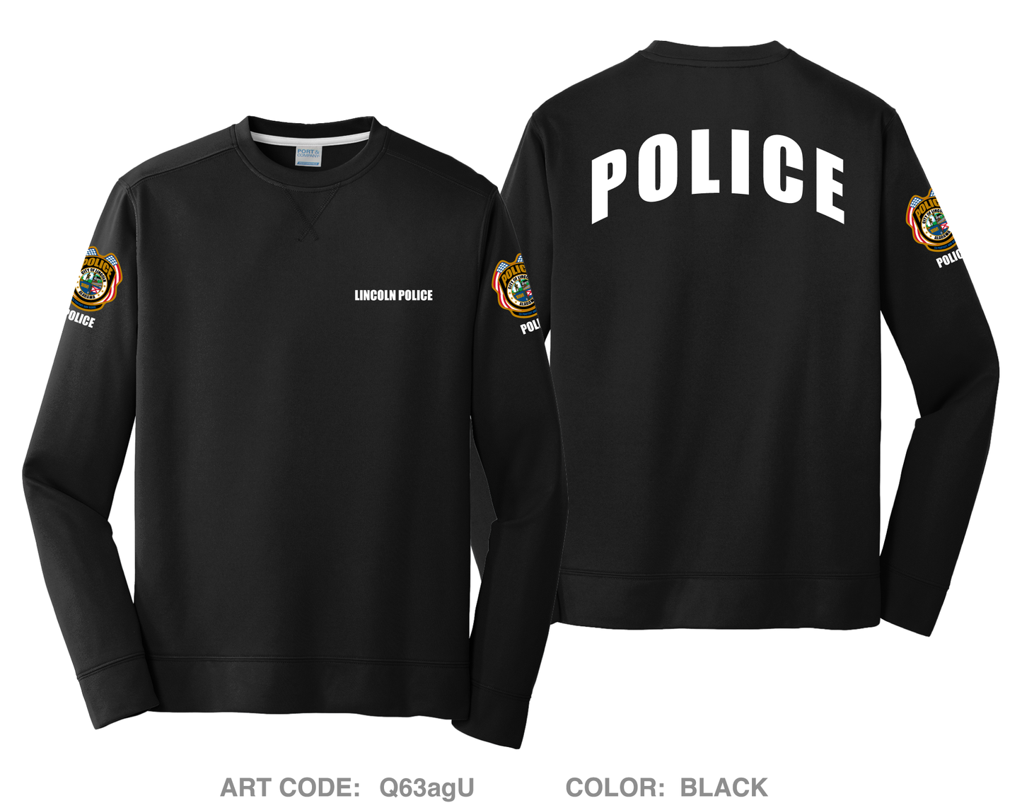 Lincoln Police Department HI-Tech Performance Crewneck Sweatshirt - Q63agU