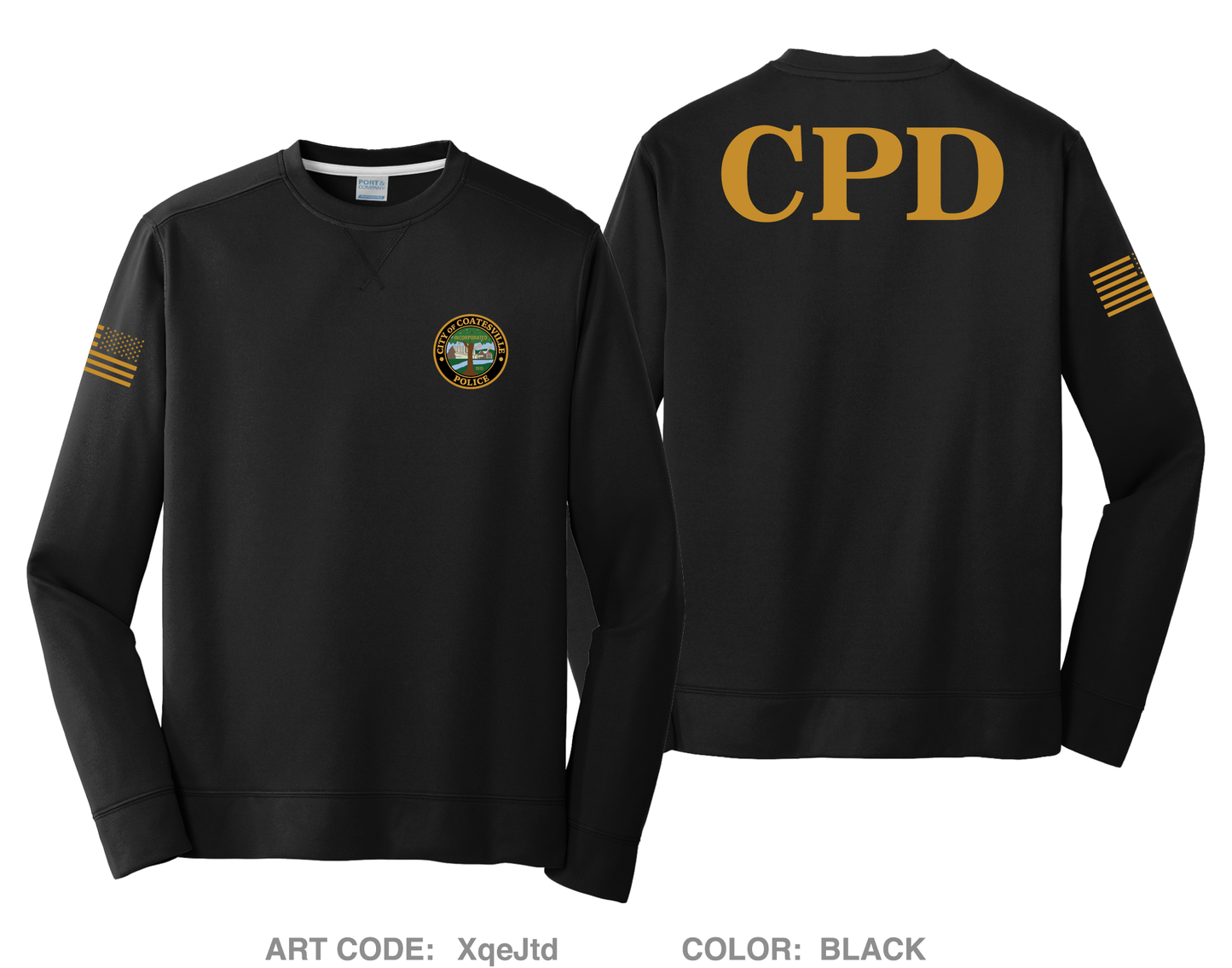 City of Coatesville Police Department HI-Tech Performance Crewneck Sweatshirt - XqeJtd