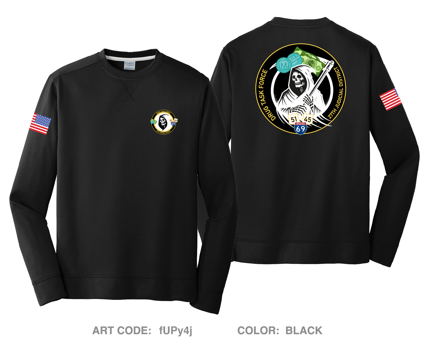 27th Judicial Drug Task Force HI-Tech Performance Crewneck Sweatshirt - fUPy4j