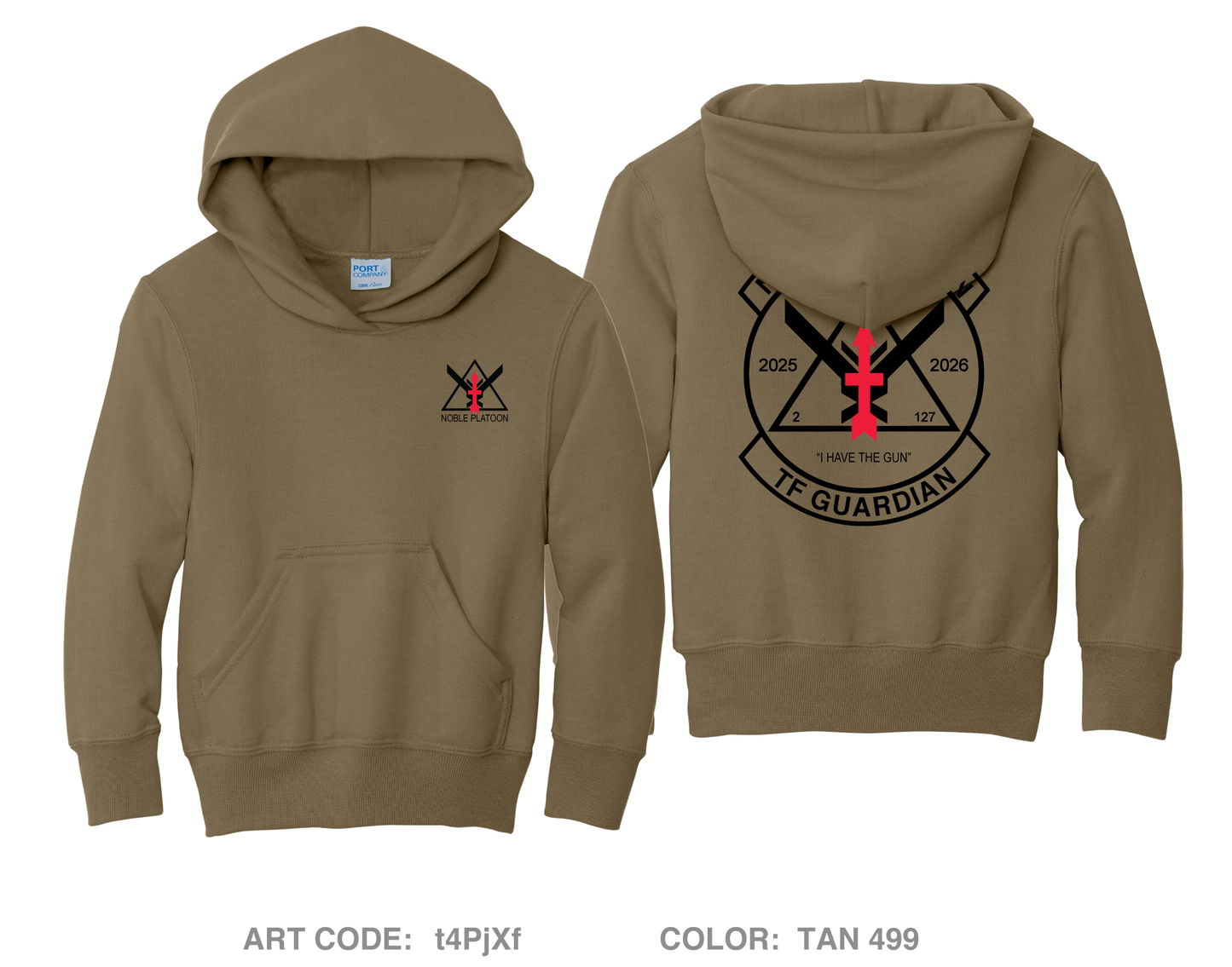 C Co 2-127 - Noble Platoon Comfort Youth Cotton Blend Hooded Sweatshirt - t4PjXf_Y