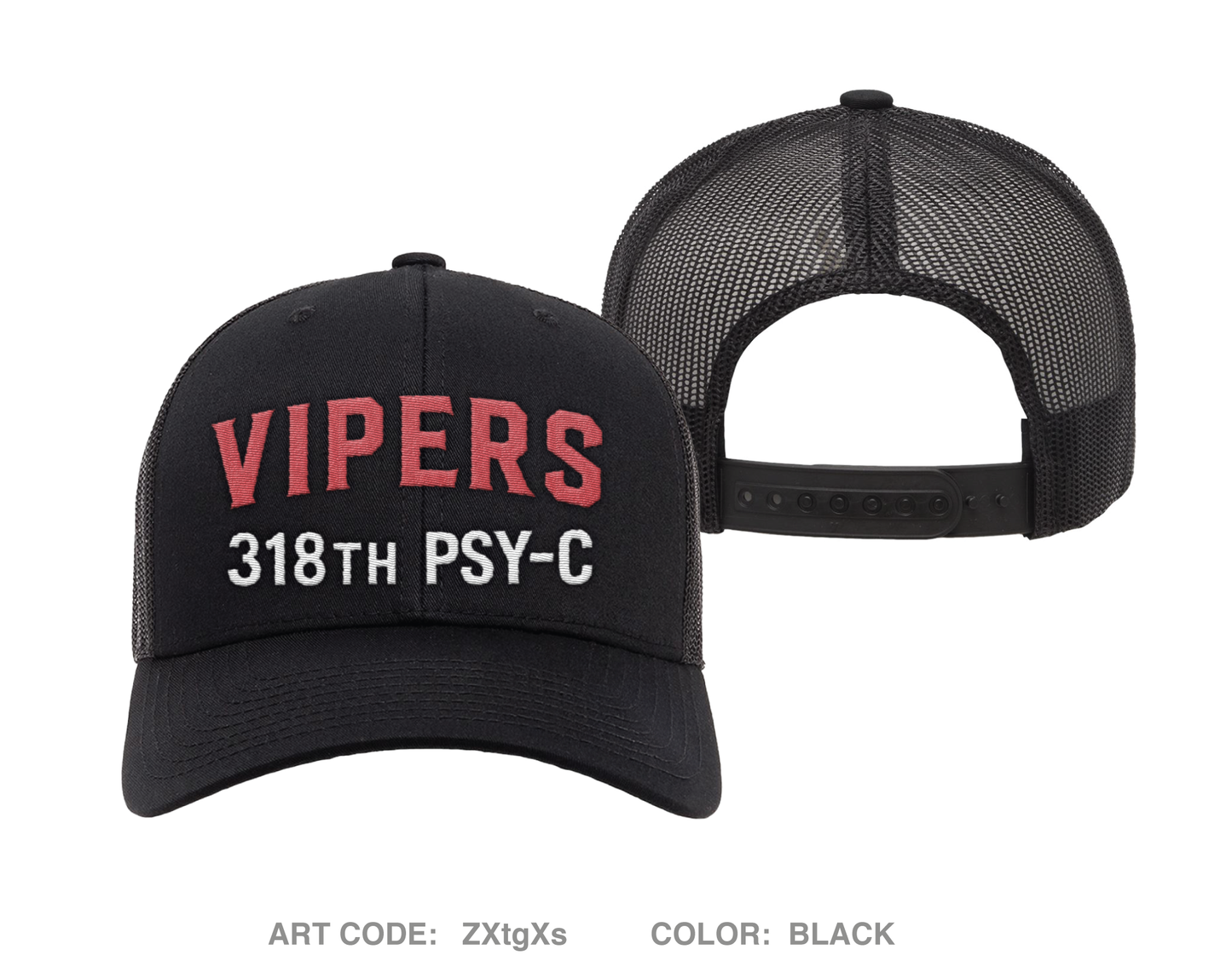 318th PSY-C Embroidered Snapback Trucker Cap - ZXtgXs
