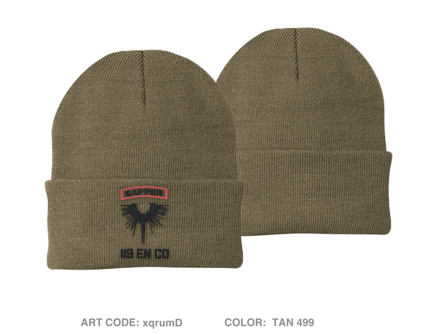 119 Engineer Company (SAPPER) Fundraising Collection Embroidered Knit Beanie - xqrumD