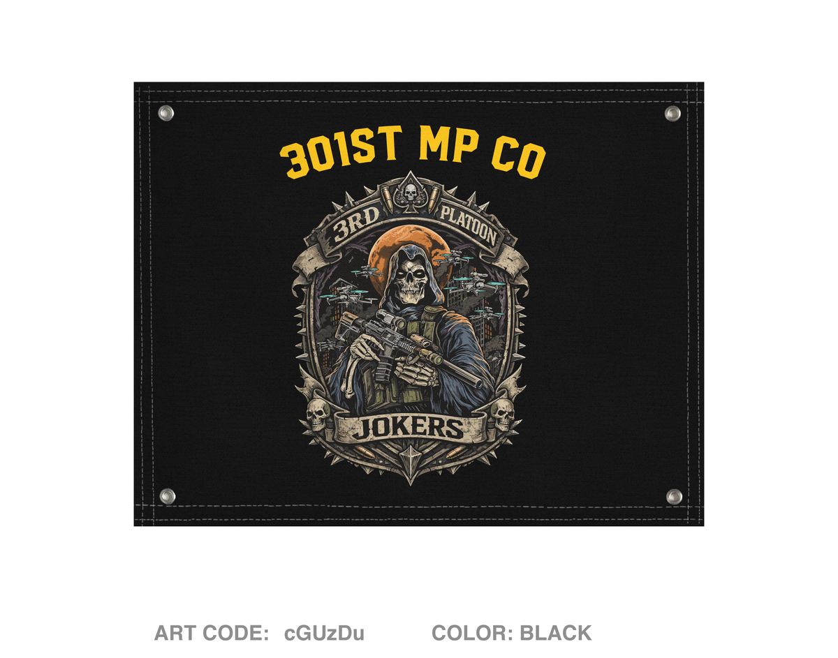 301st MP CO / 3rd PLATOON JOKERS Banner Flag - cGUzDu