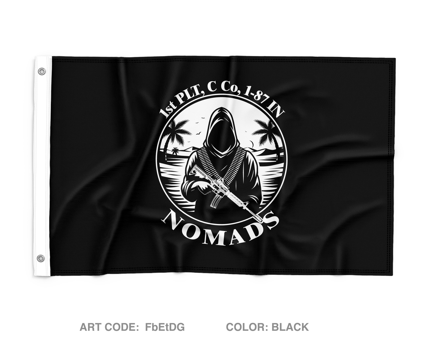 1st PLT, C Co, 1-87 IN Wall Flag - FbEtDG