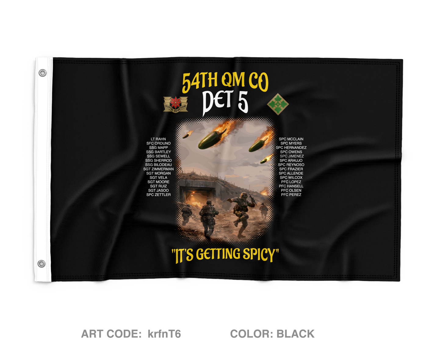 54th QM CO DET 5 Wall Flag - krfnT6