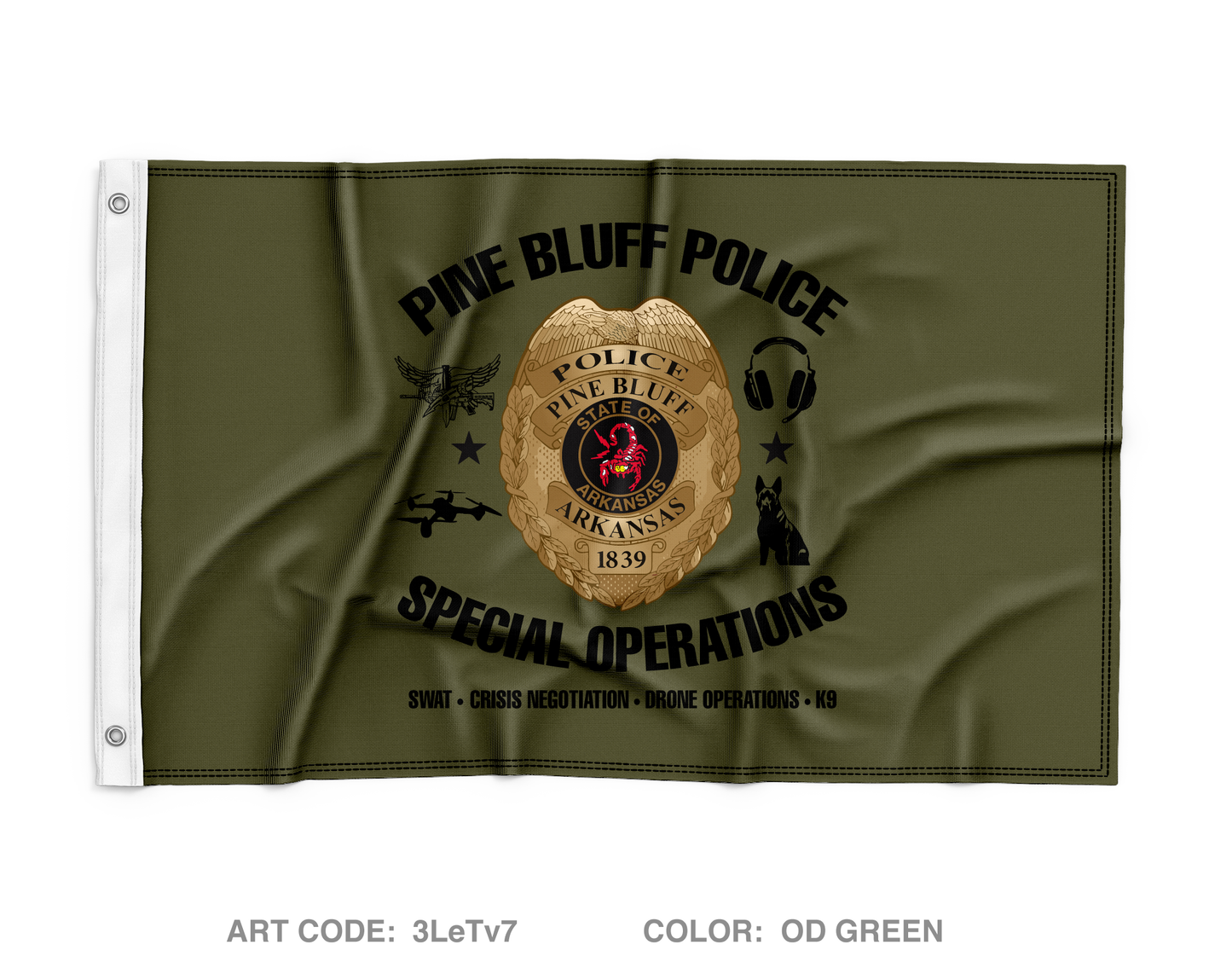 Pine Bluff Police SWAT Wall Flag - 3LeTv7