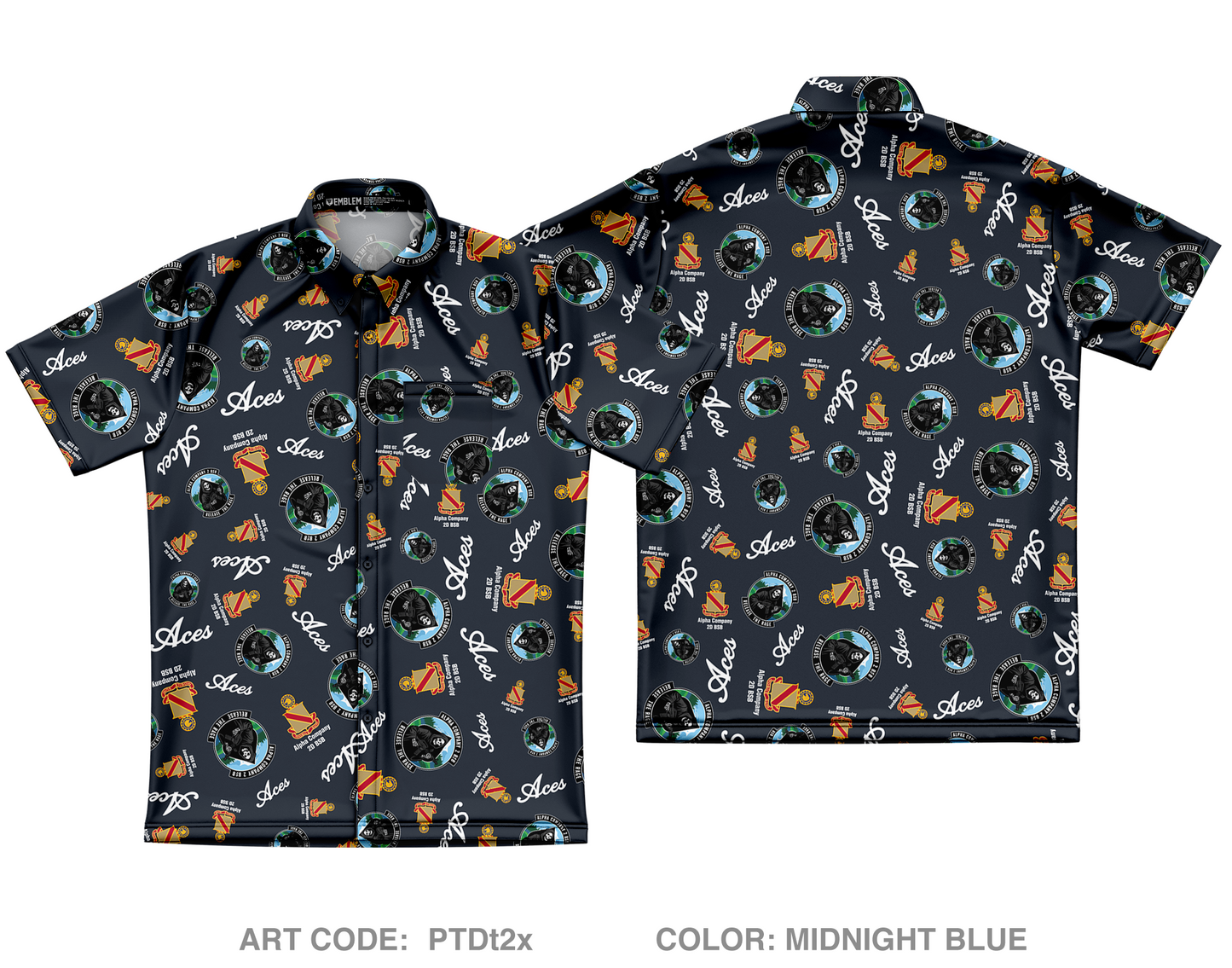 Alpha Company, 2D BSB Core Men's SS Performance Party Shirt - PTDt2x