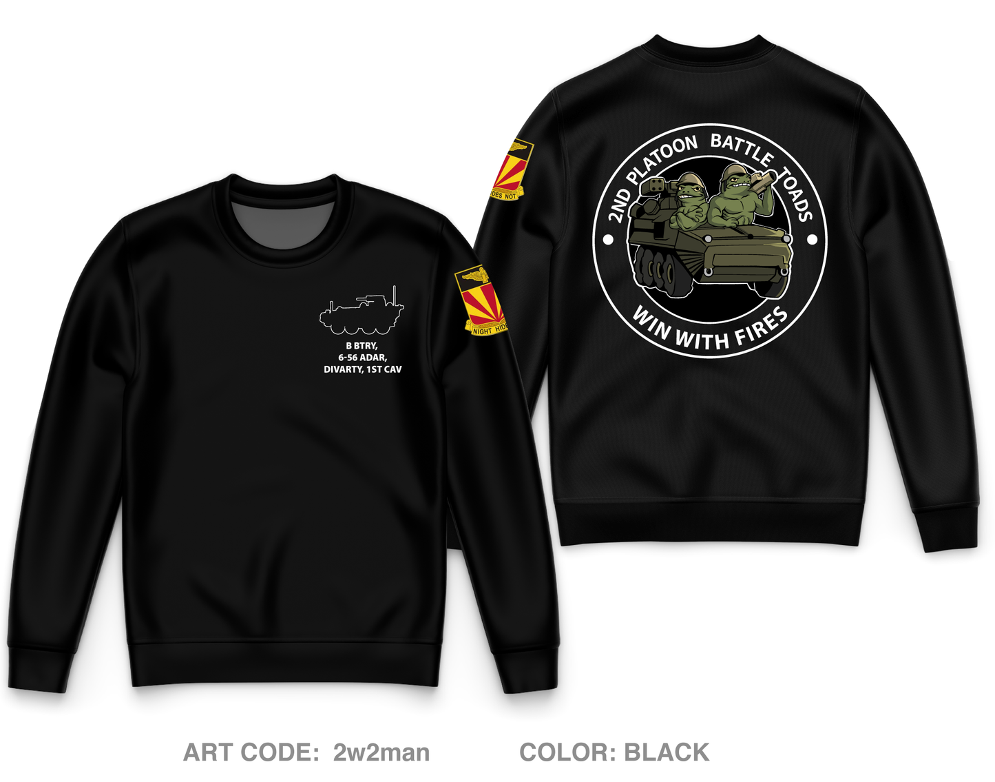 2nd PLT, B Btry, 6-56ADAR Core Men's Crewneck Performance Sweatshirt - 2w2man