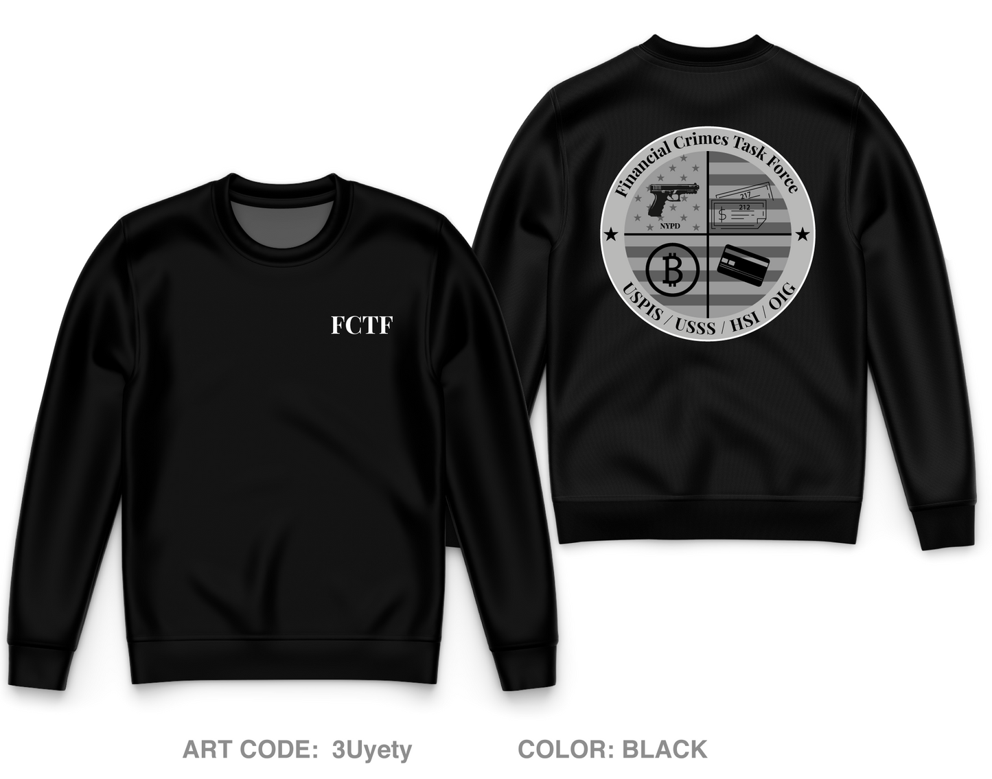 Financial Crimes Task Force Core Men's Crewneck Performance Sweatshirt - 3Uyety